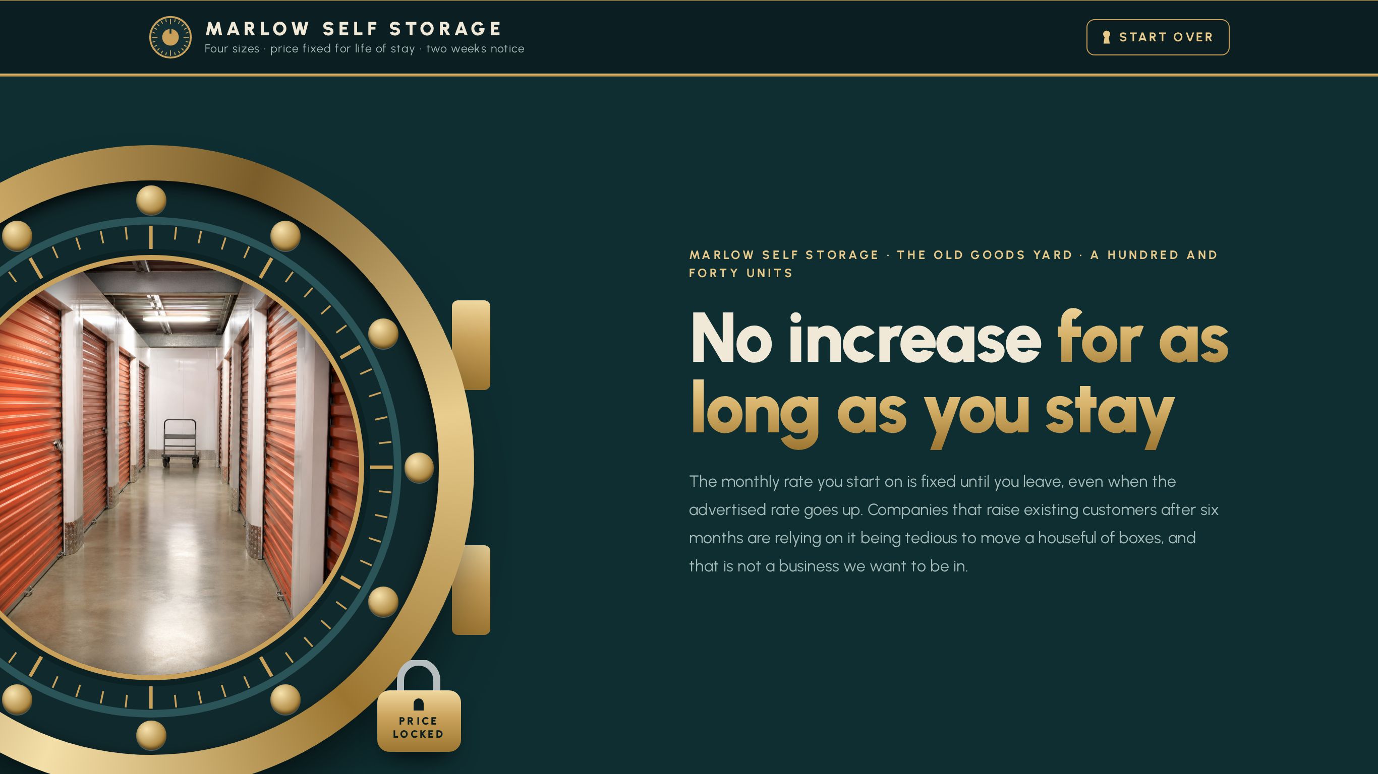 Self storage unit booking form template preview