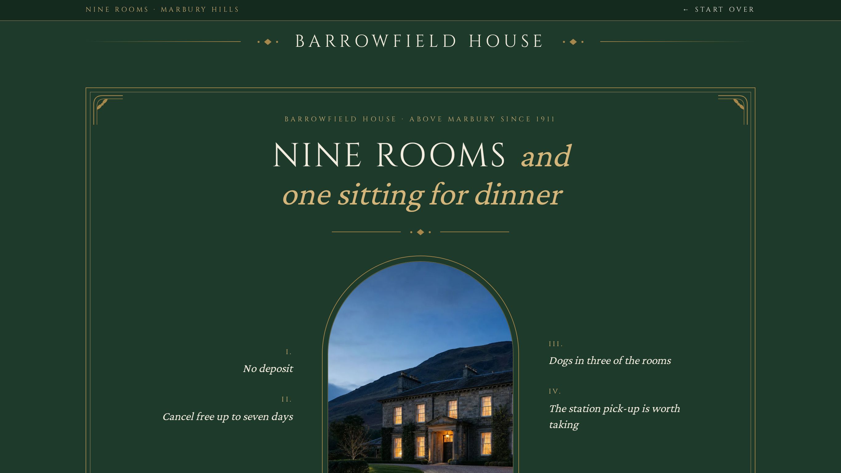 Barrowfield House: the funnel's first screen