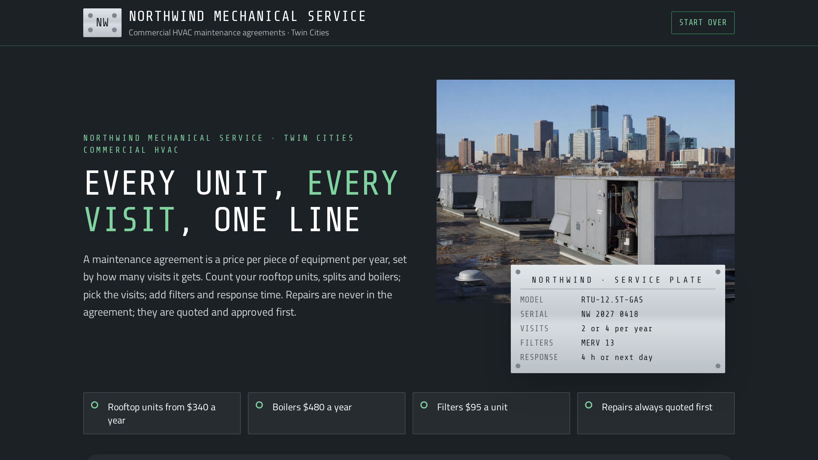 HVAC maintenance agreement quote template preview