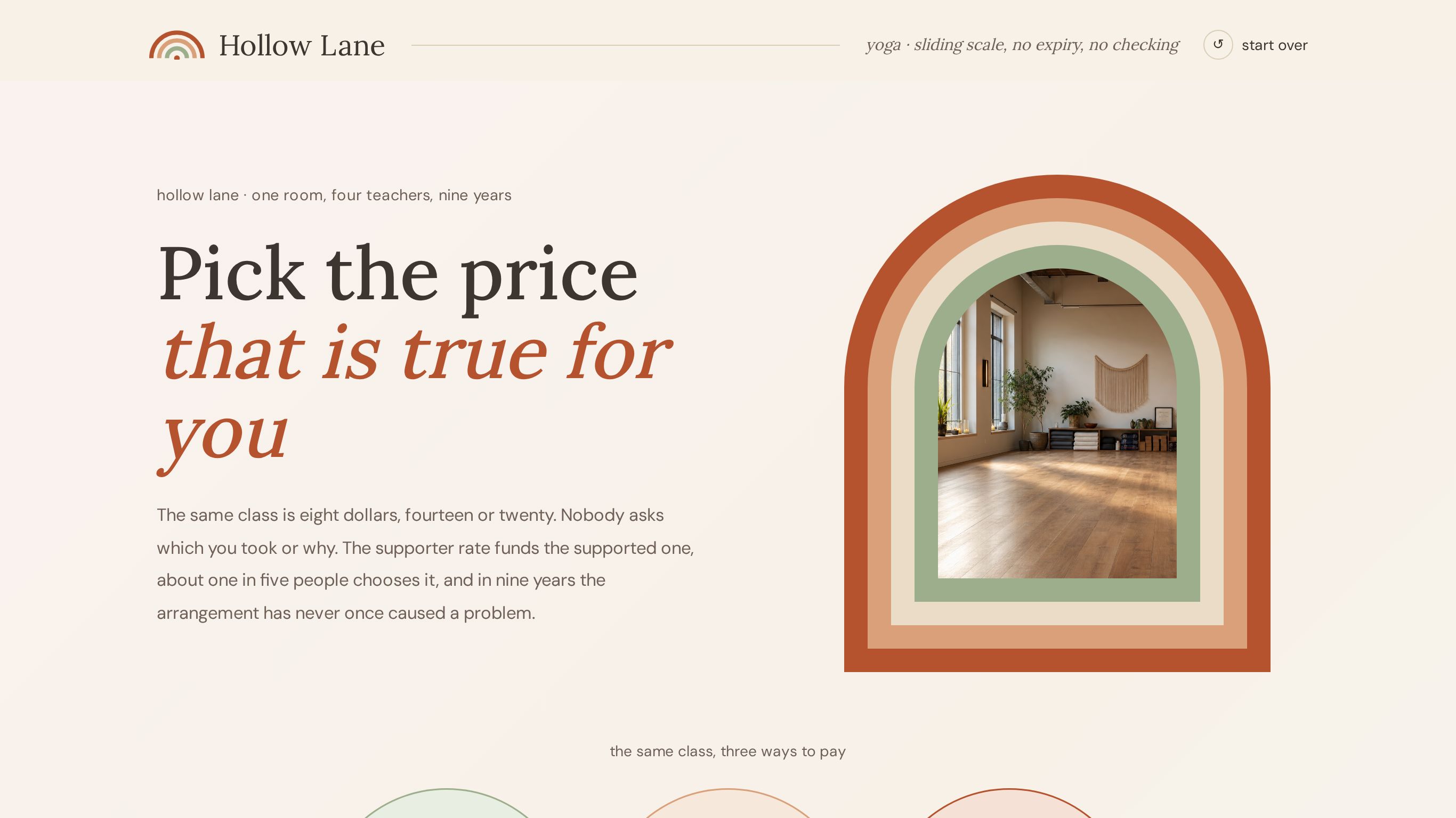 Yoga studio class booking form template preview