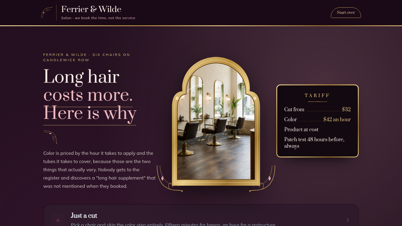 Hair salon appointment booking form template preview