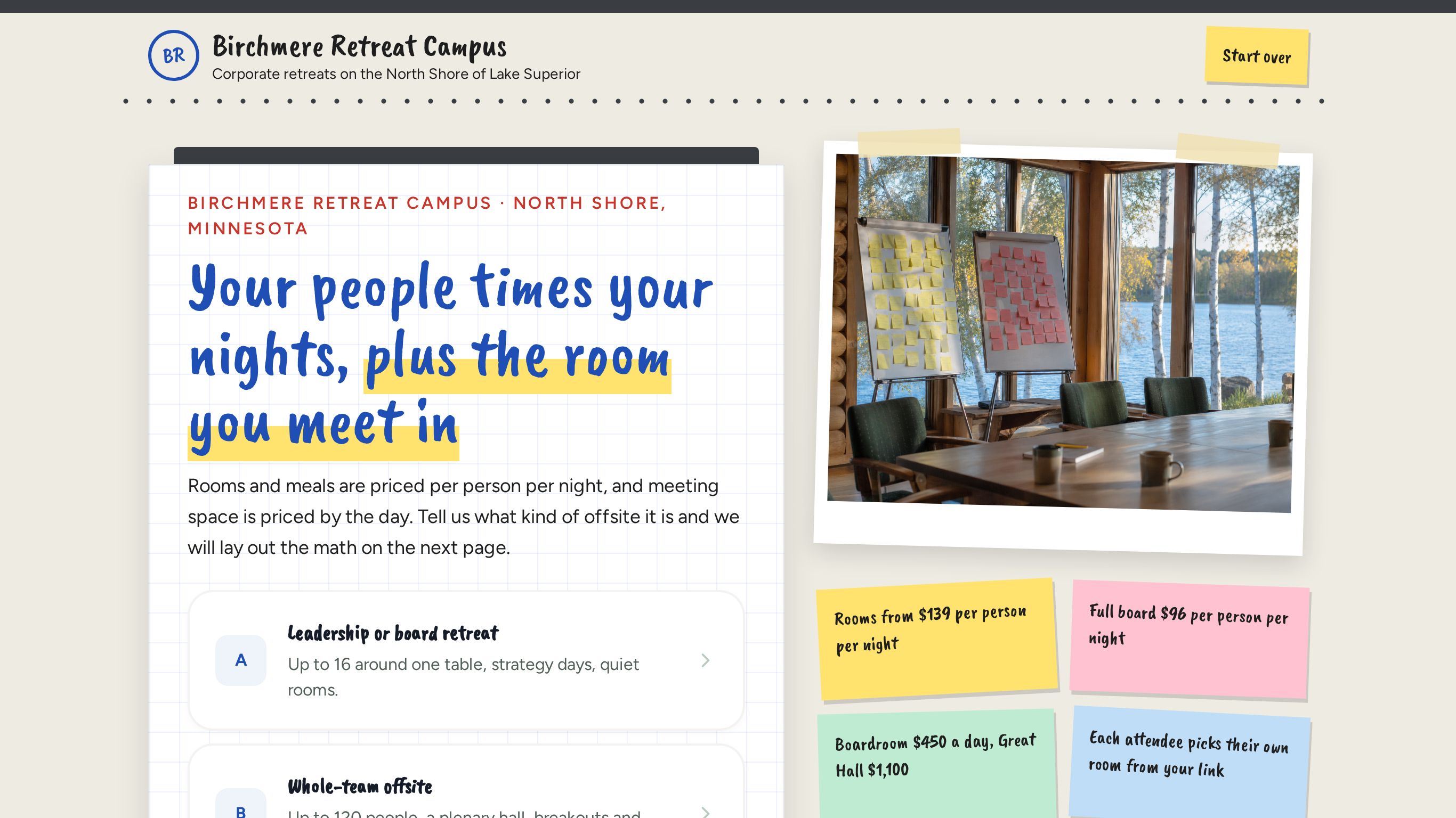 Corporate retreat booking form template preview