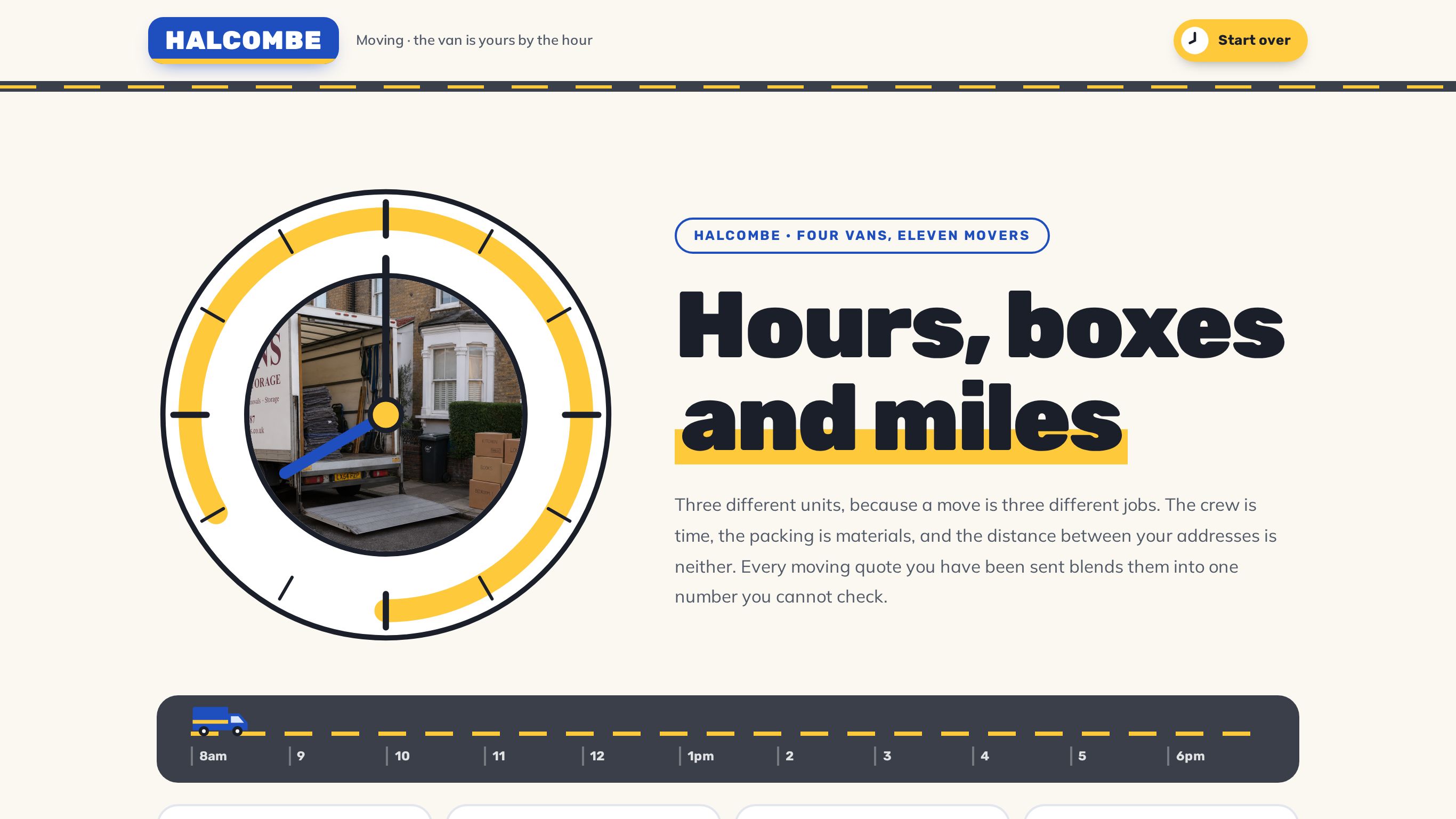 Hourly moving van booking form template preview