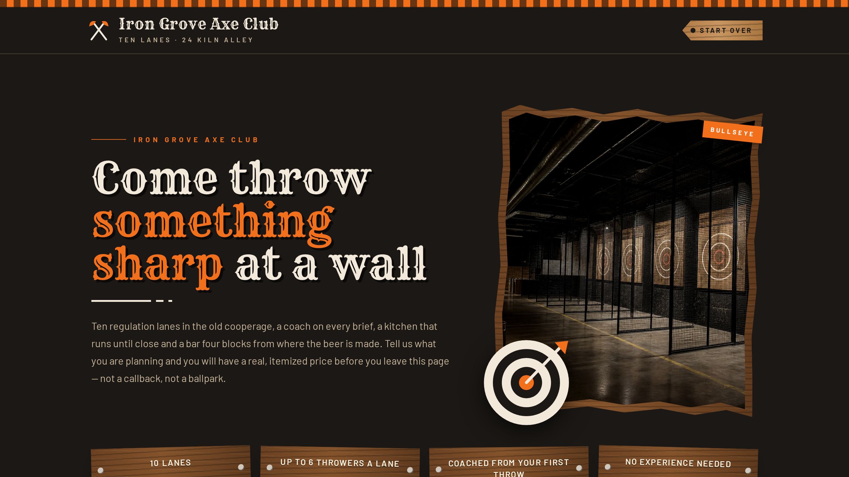 Axe throwing group booking form template preview