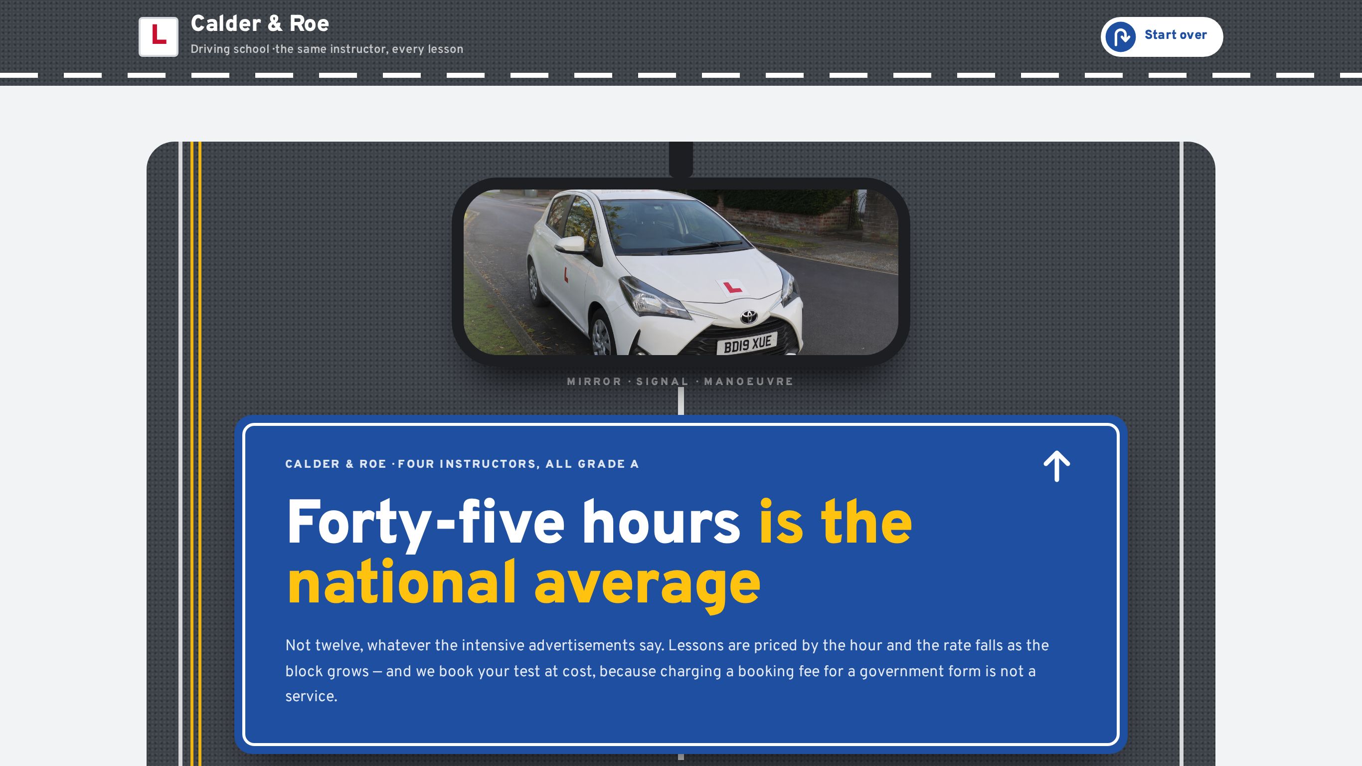 Driving lesson package booking form template preview