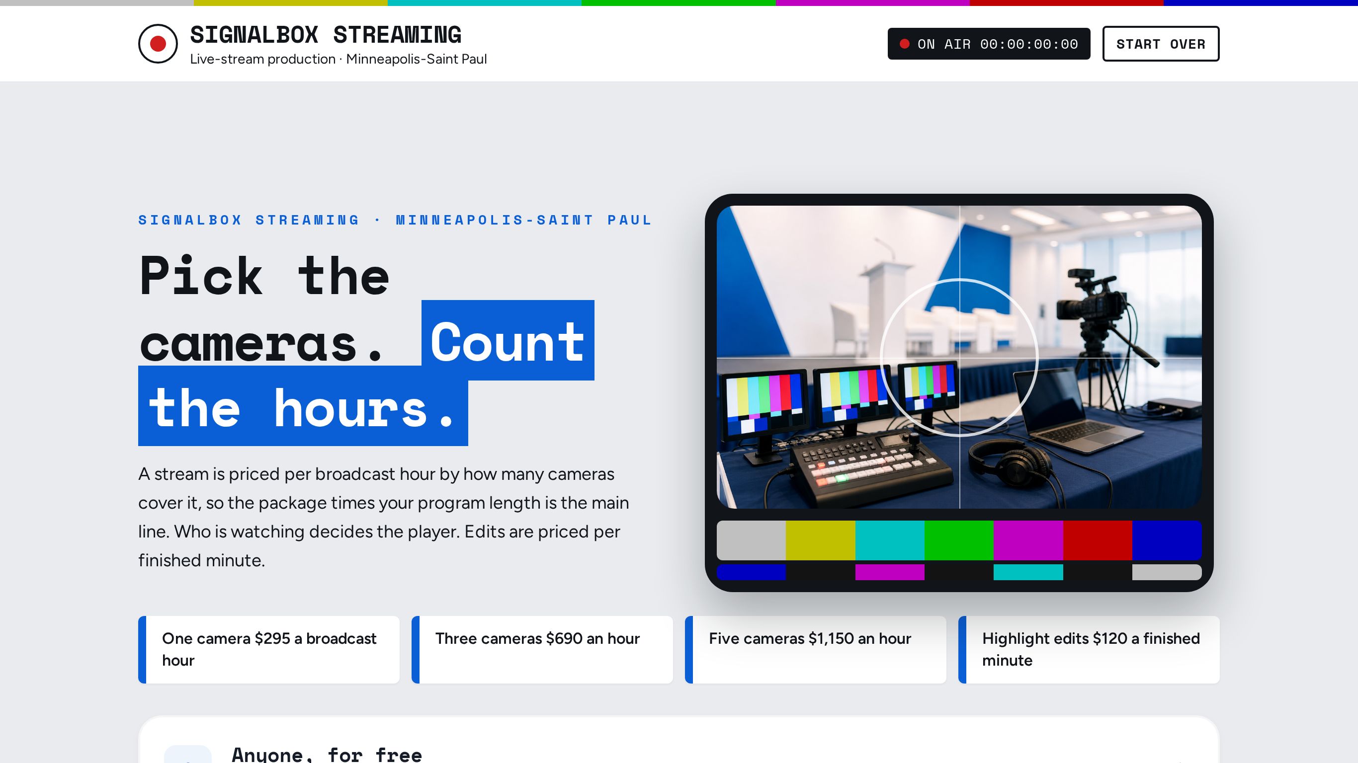 Live streaming quotation template for events preview