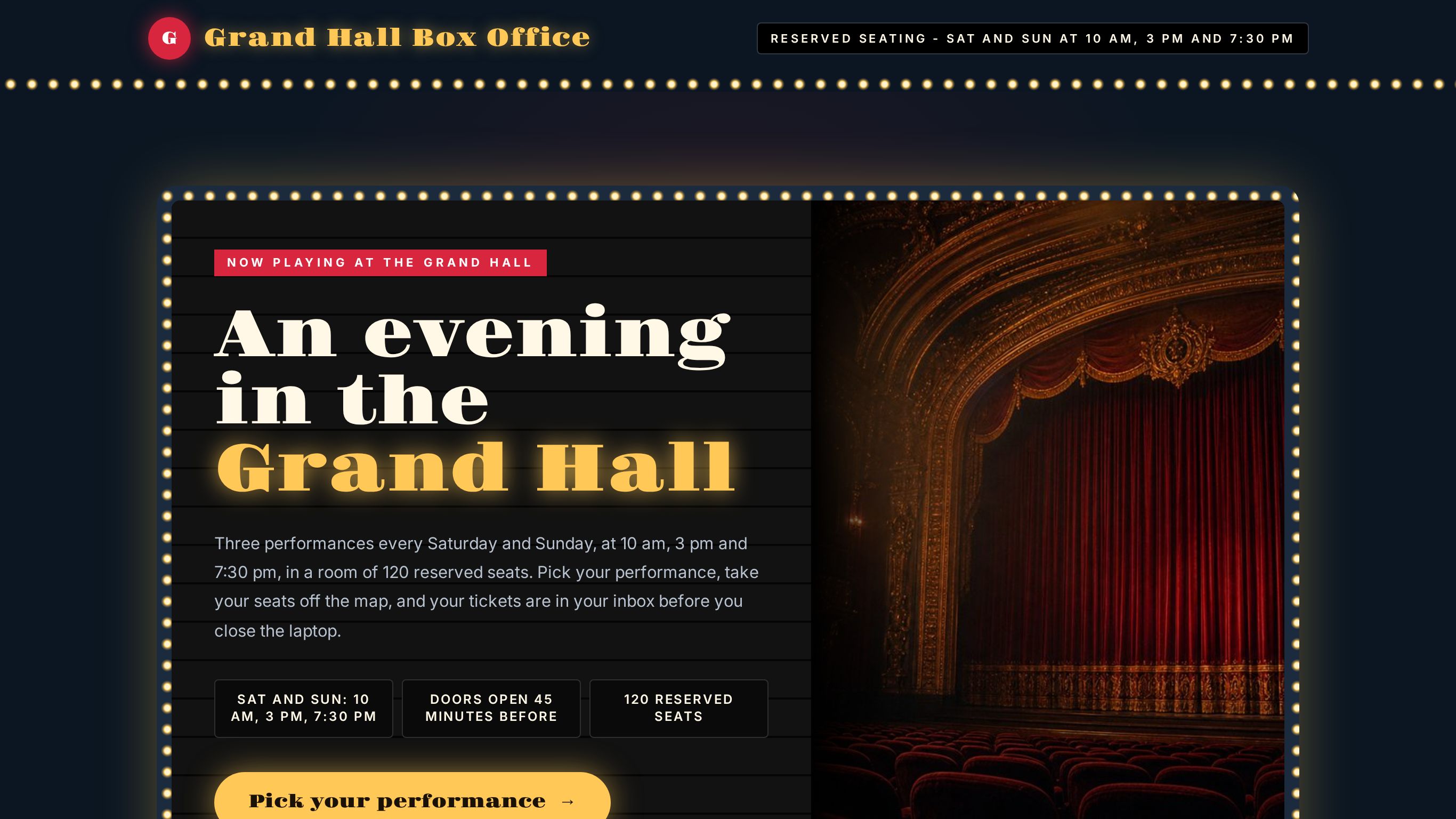 Grand Hall Box Office preview