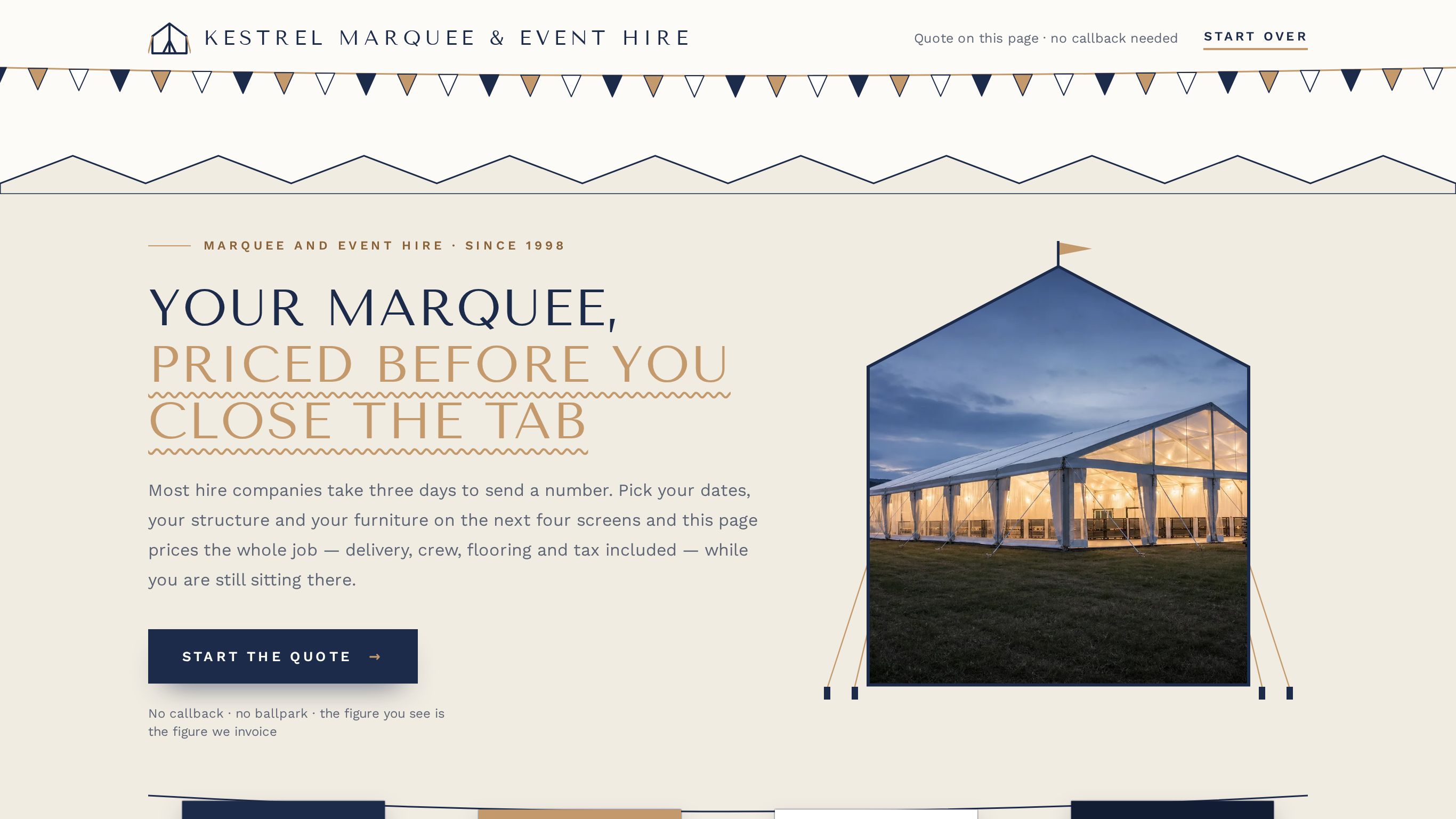 Event rental quote request template preview