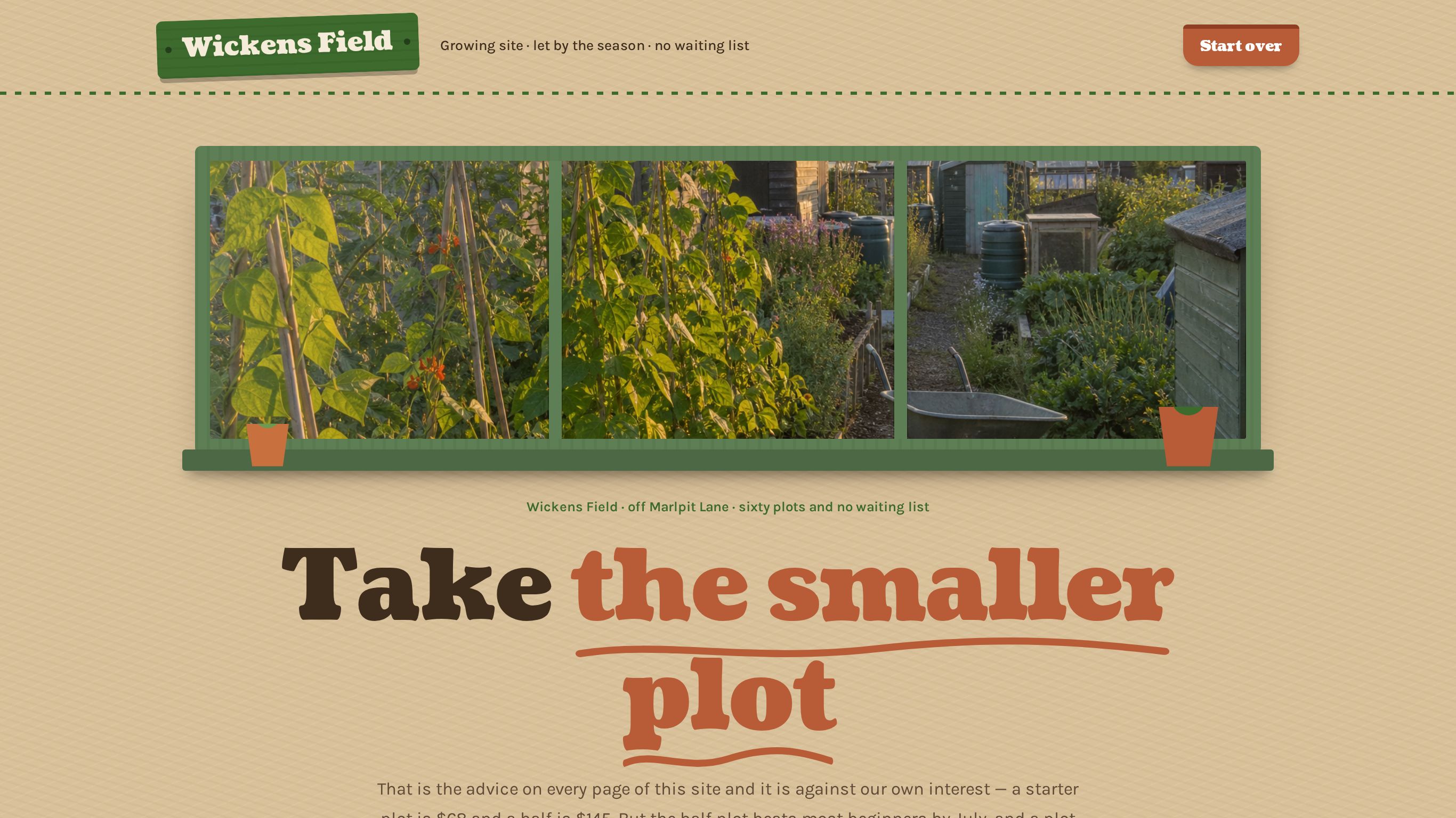 Community garden plot rental booking template preview