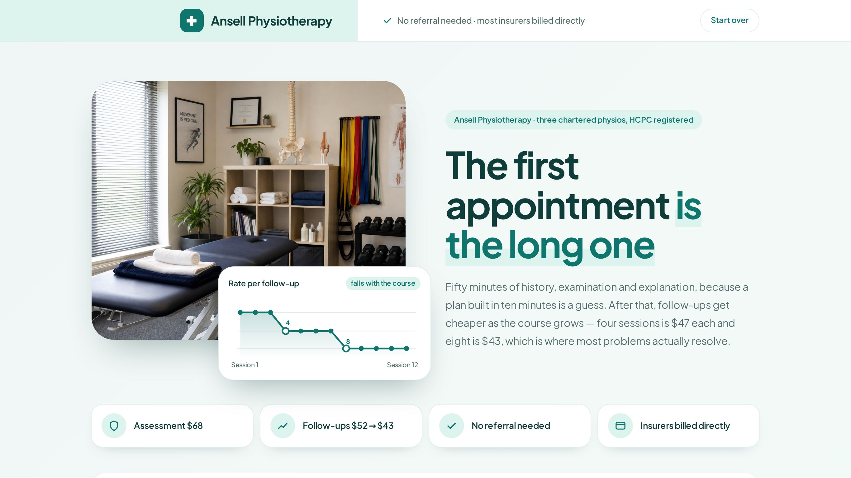 Physical therapy booking form template preview