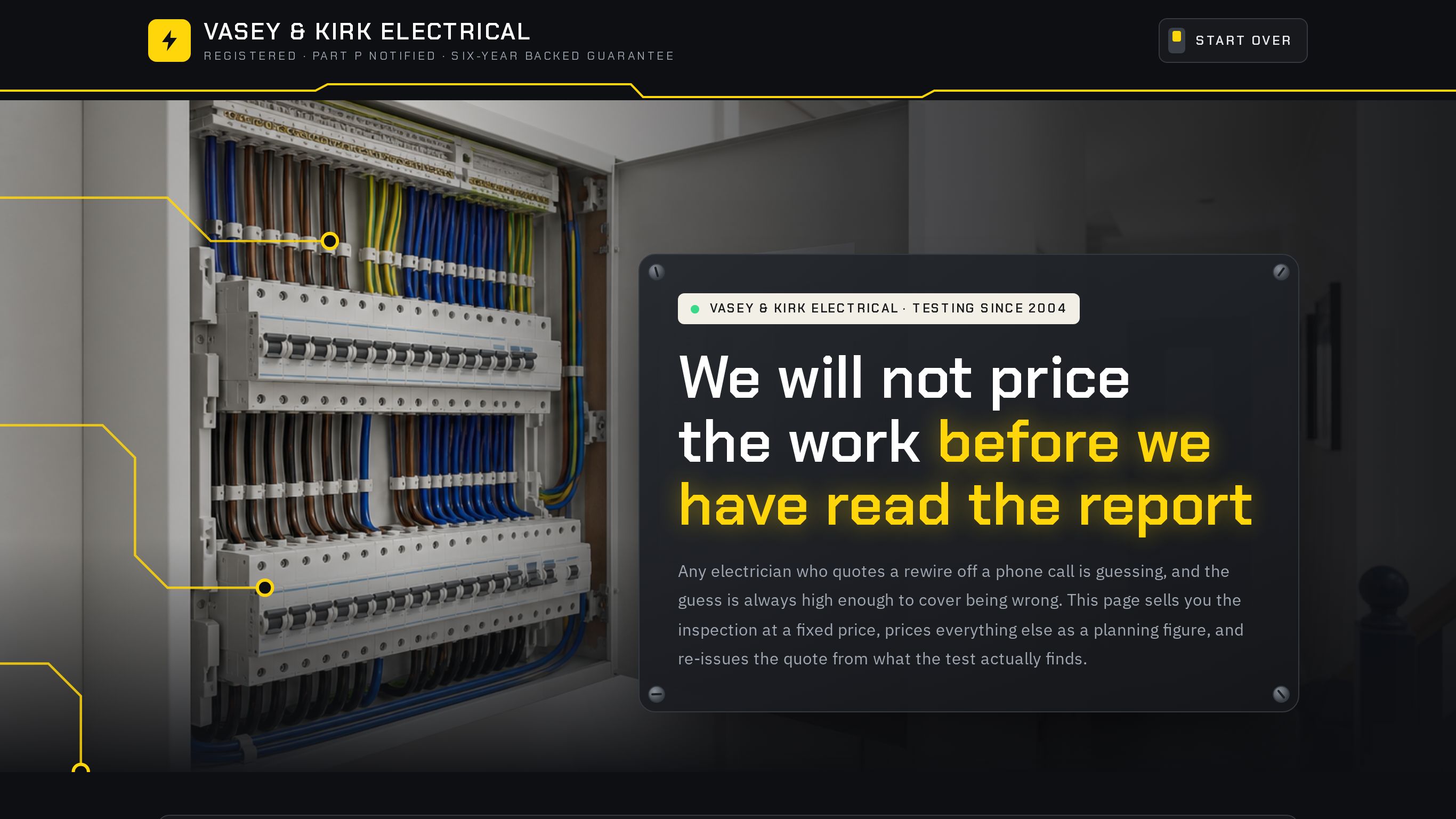 Electrical inspection booking form template preview