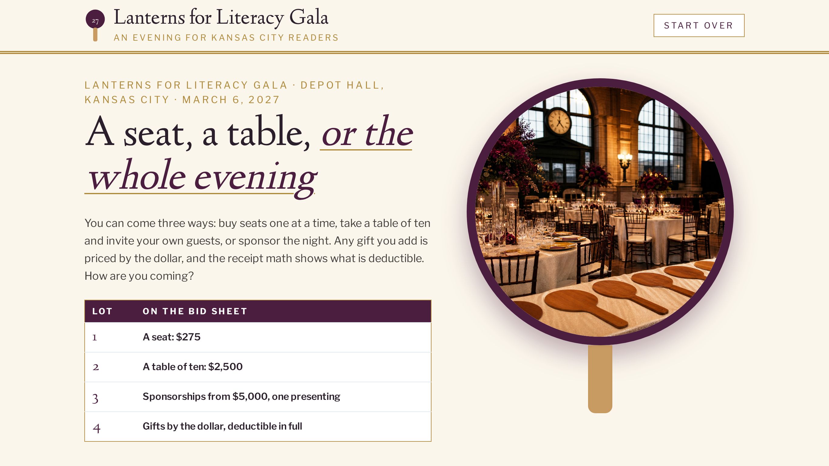 Gala registration form template for charities preview