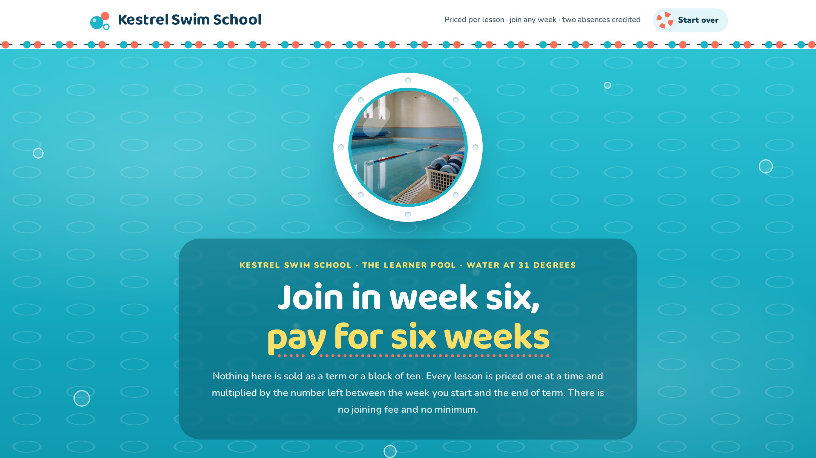 Swim lesson registration form template preview