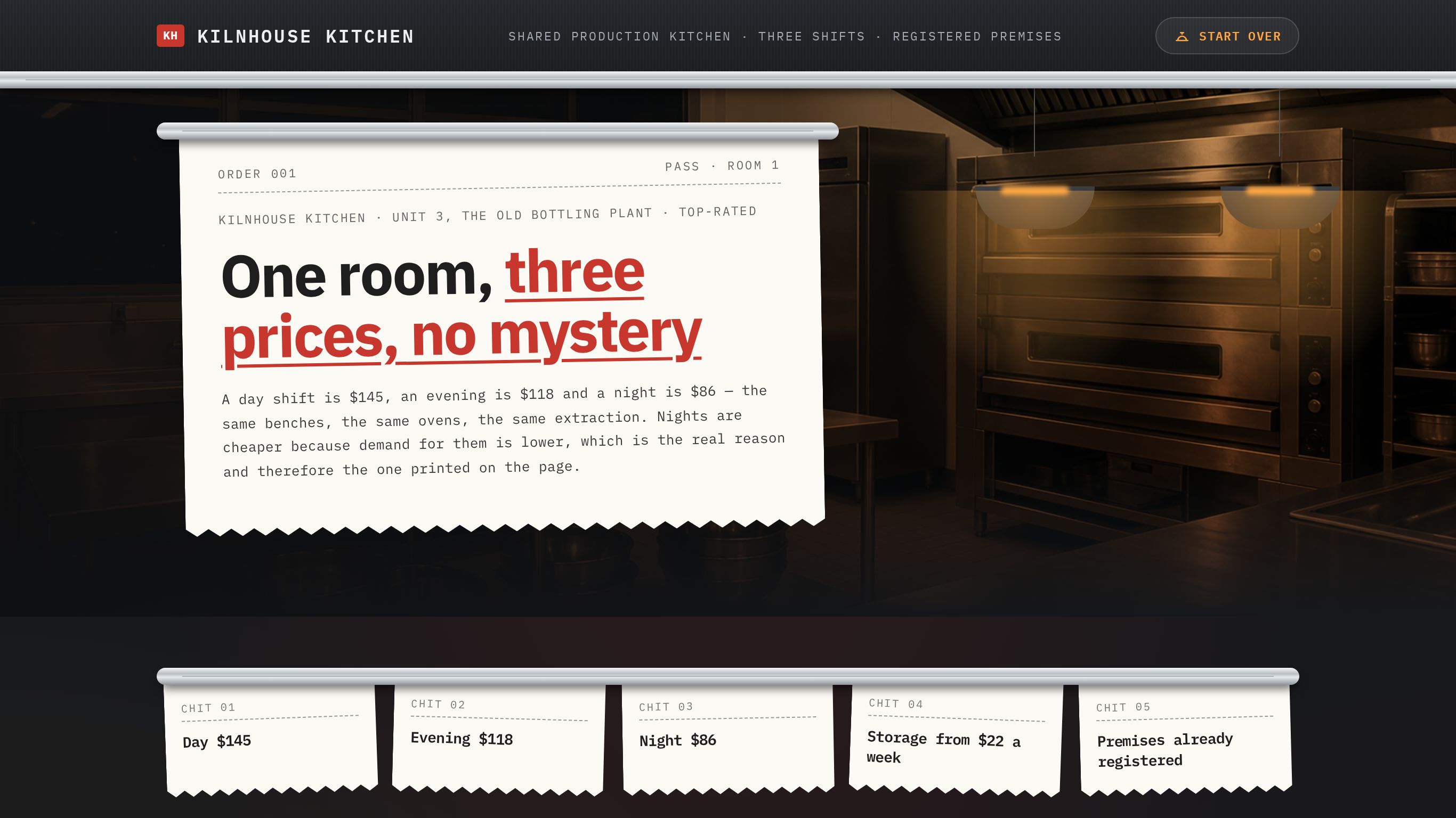 Commercial kitchen rental booking template preview