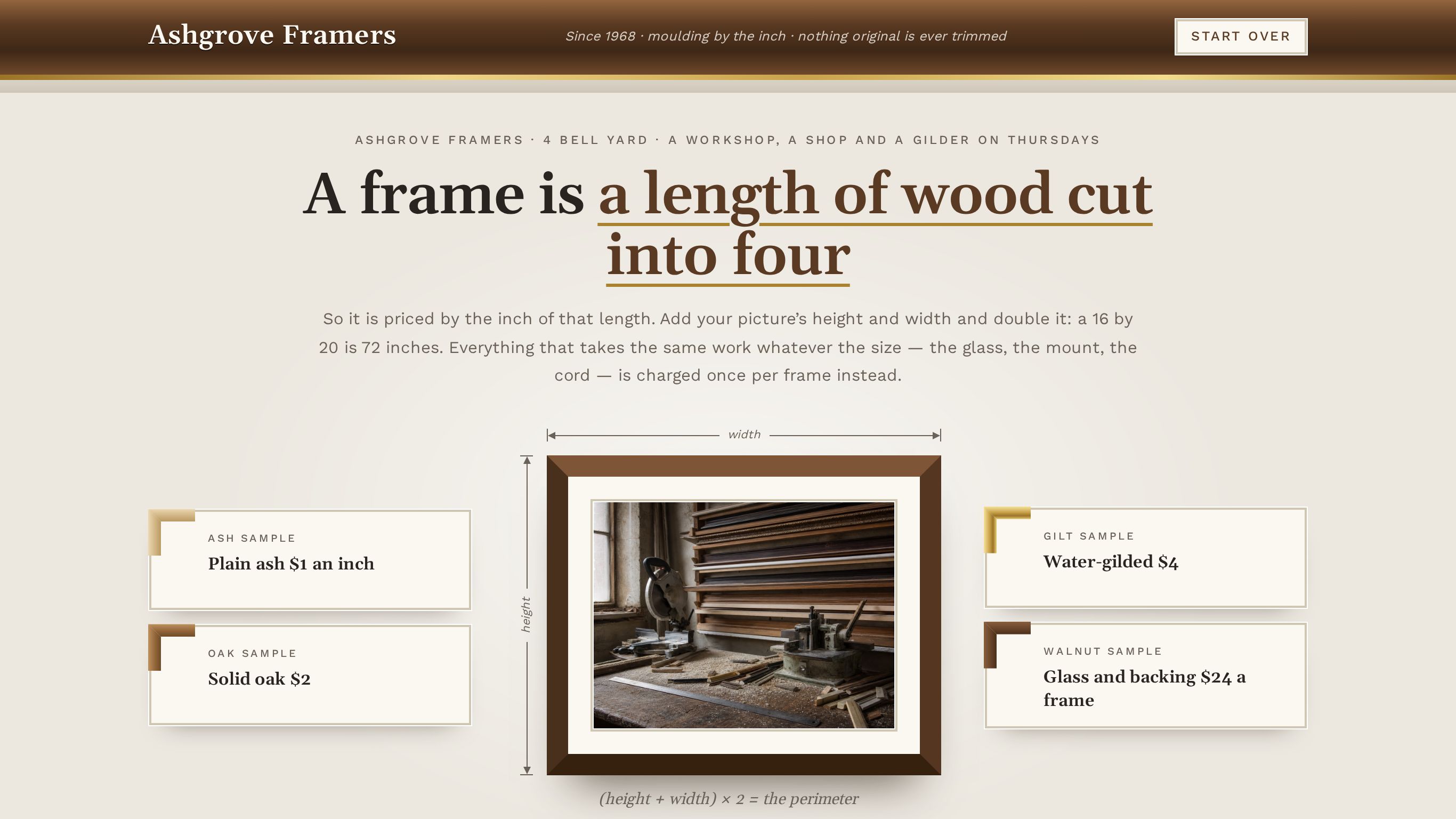 Custom picture framing quote template preview