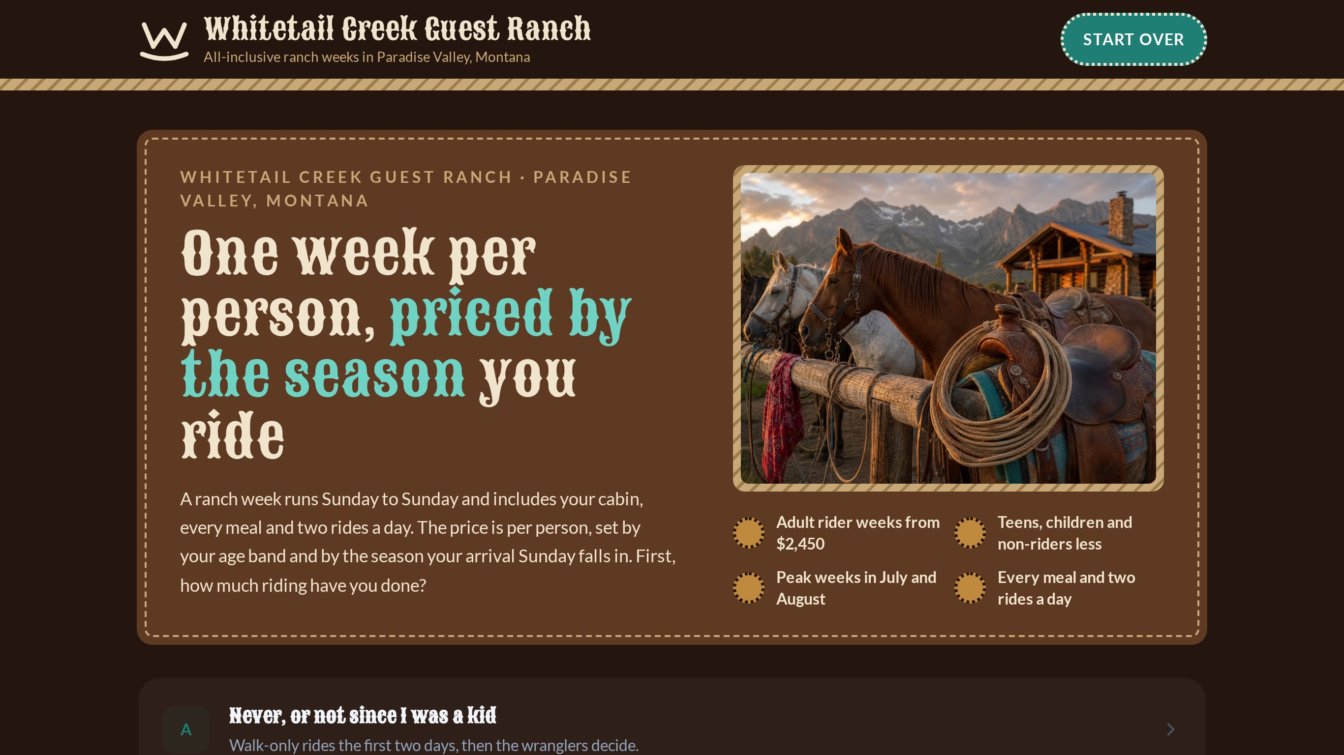 Dude ranch week booking form template preview