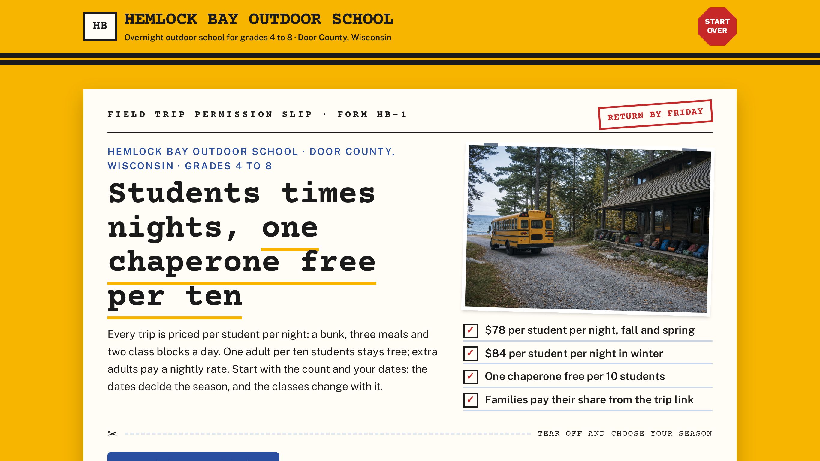 Field trip registration form template preview