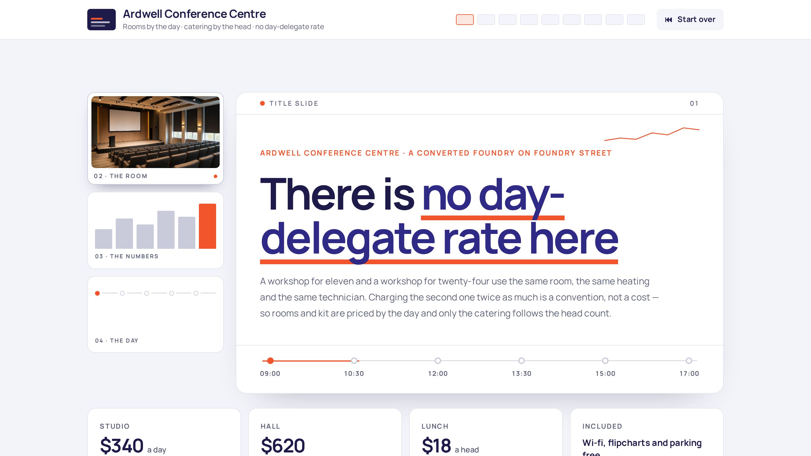 Conference venue day rate quote template preview