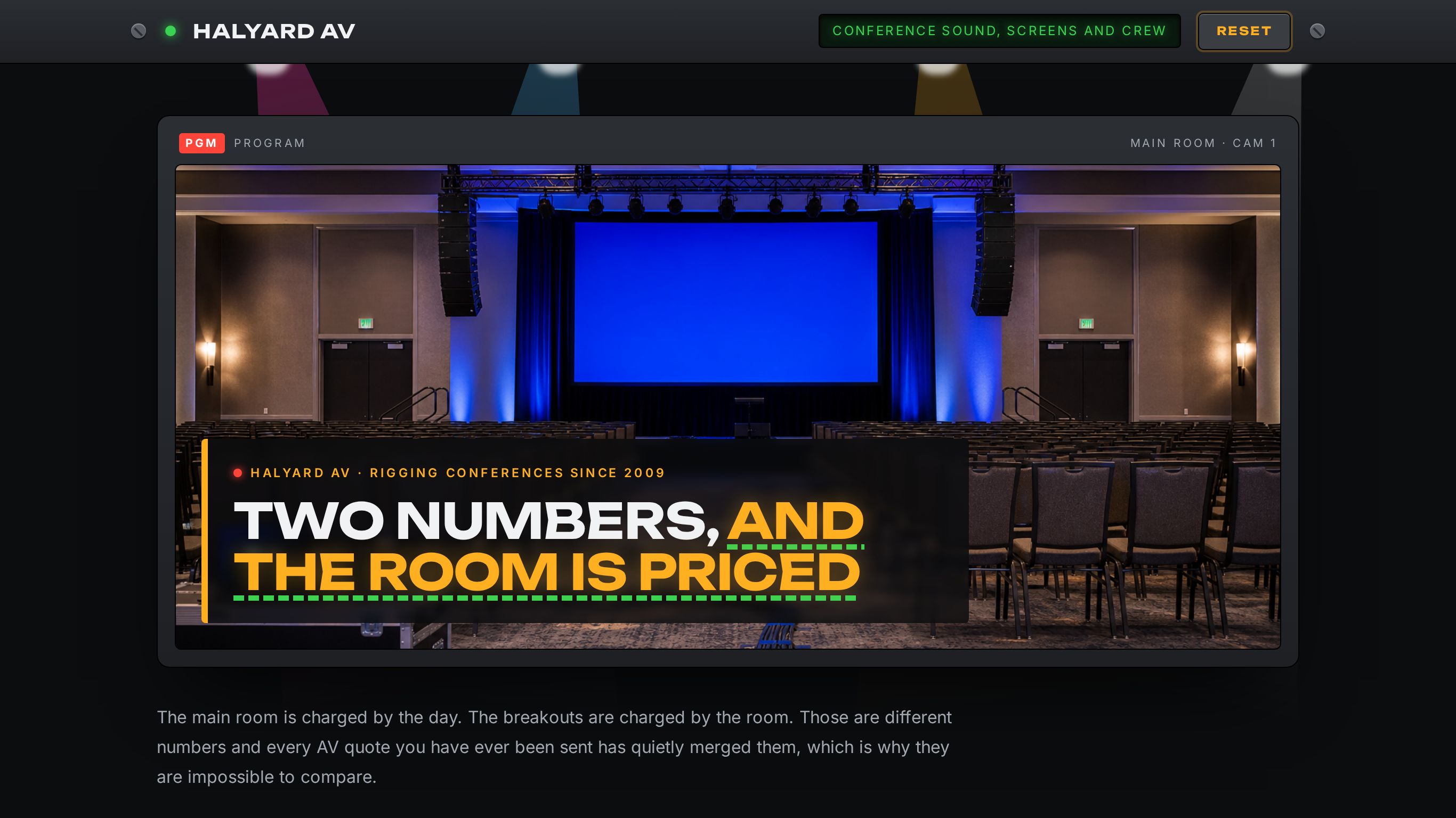 AV equipment rental quote request template preview