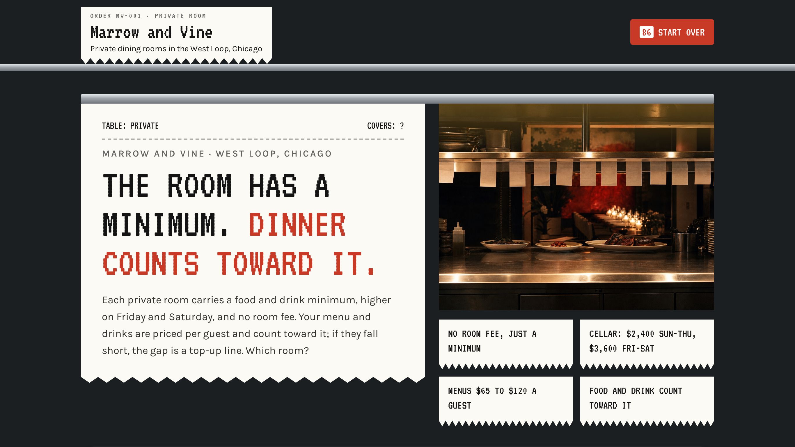 Private dining booking form template preview