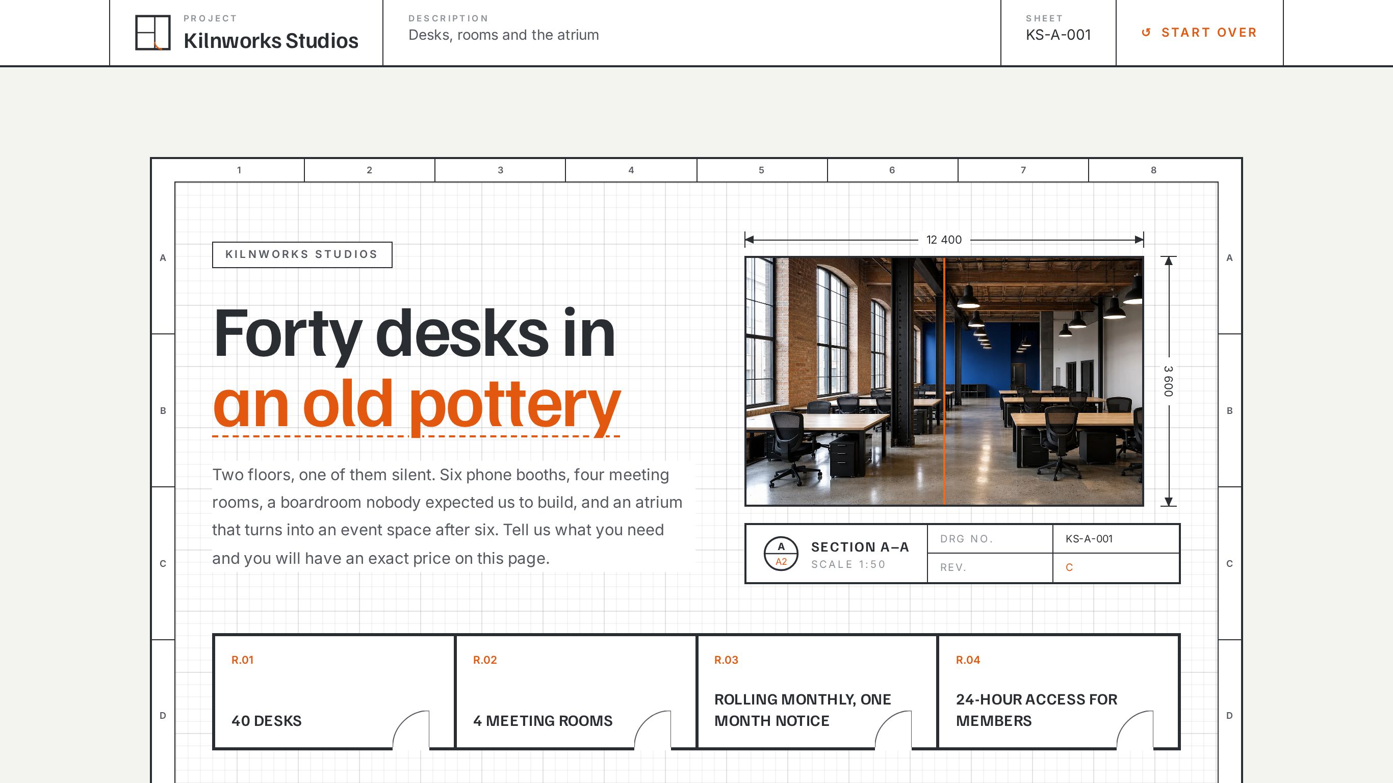 Coworking space booking form template preview