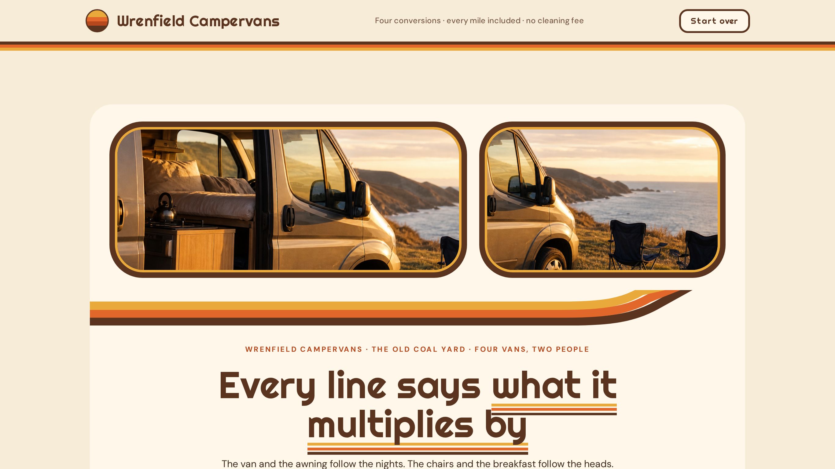 RV & campervan rental booking form template preview