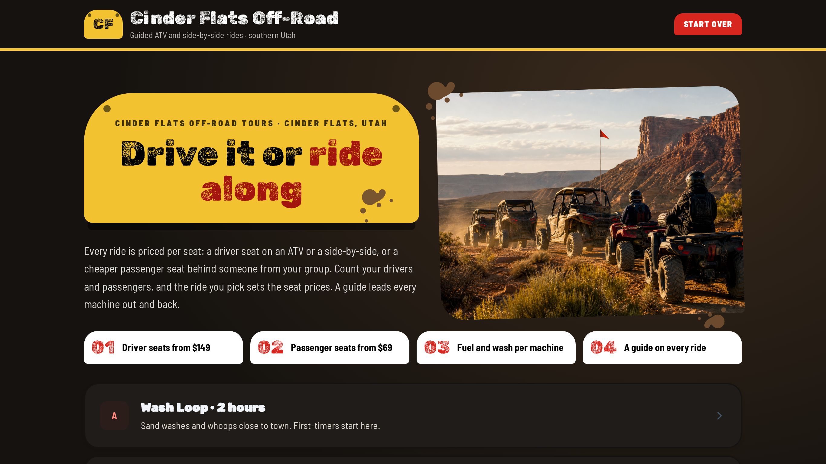 ATV and UTV rental booking form template preview