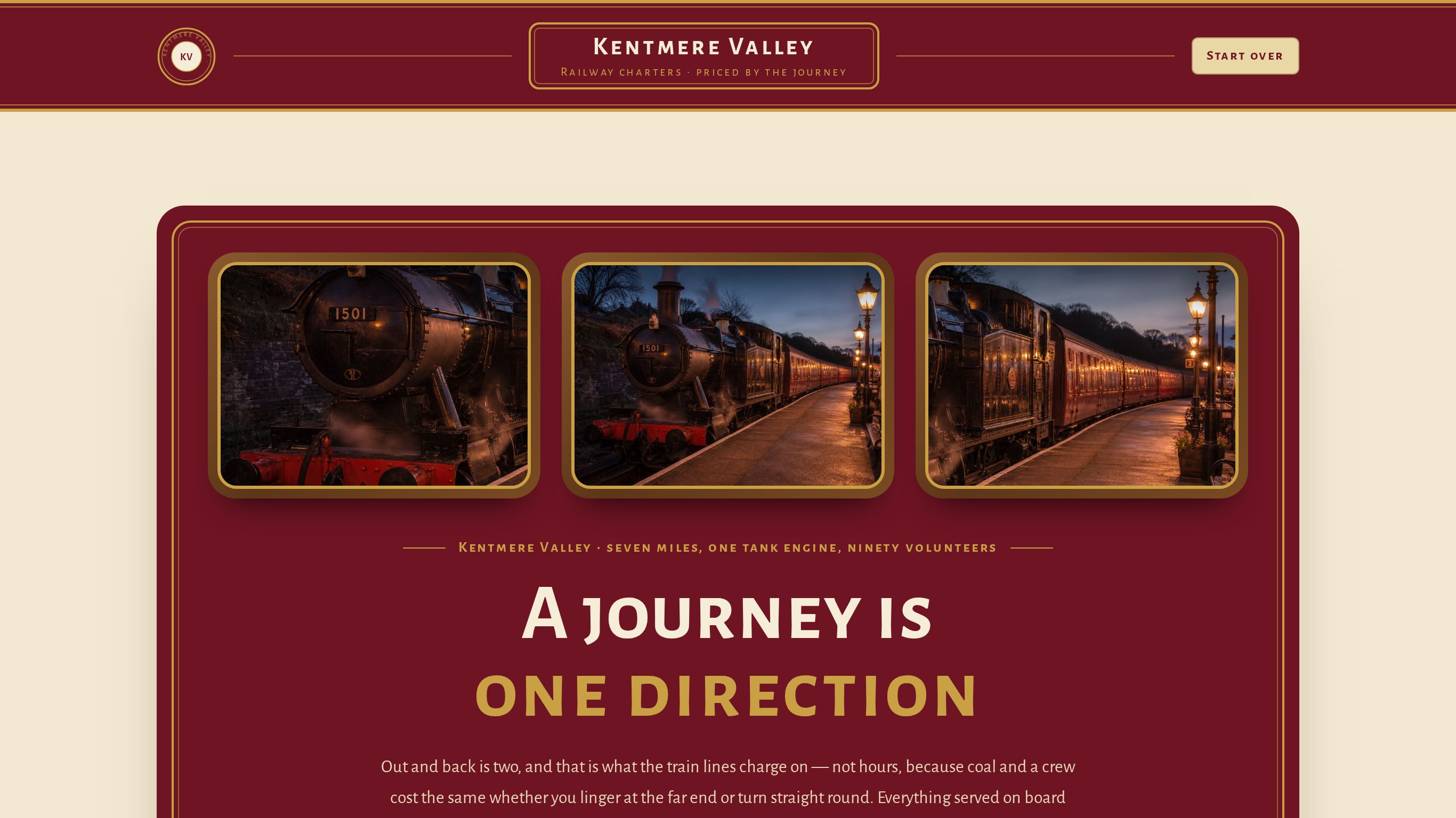 Heritage railway charter booking template preview