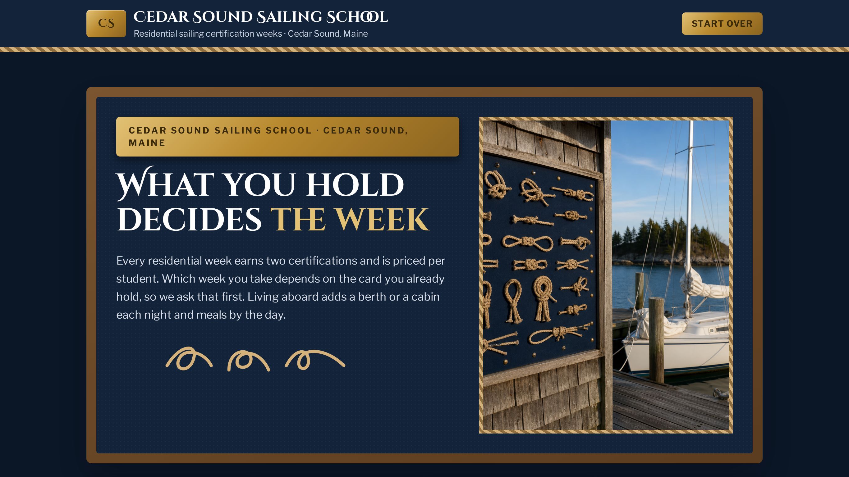 Sailing course booking form template preview