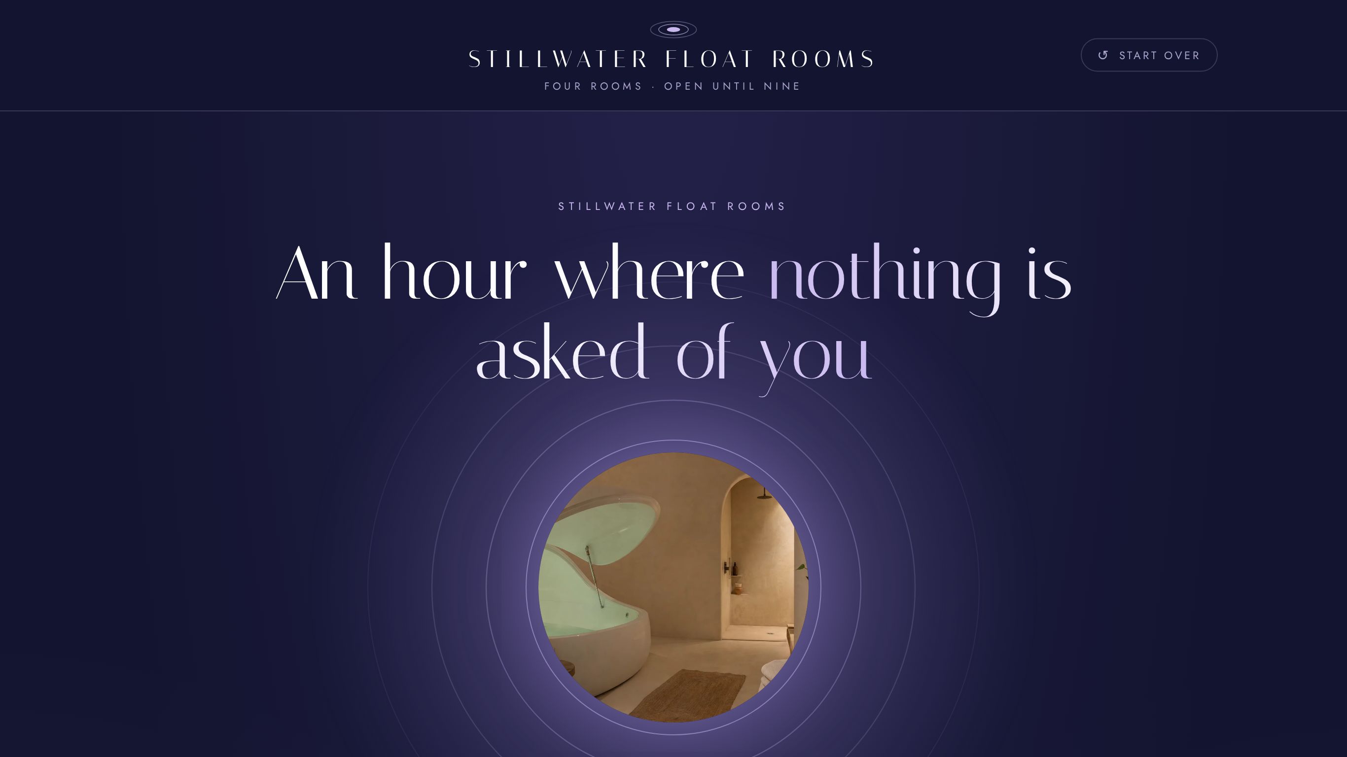 Float therapy studio booking form template preview
