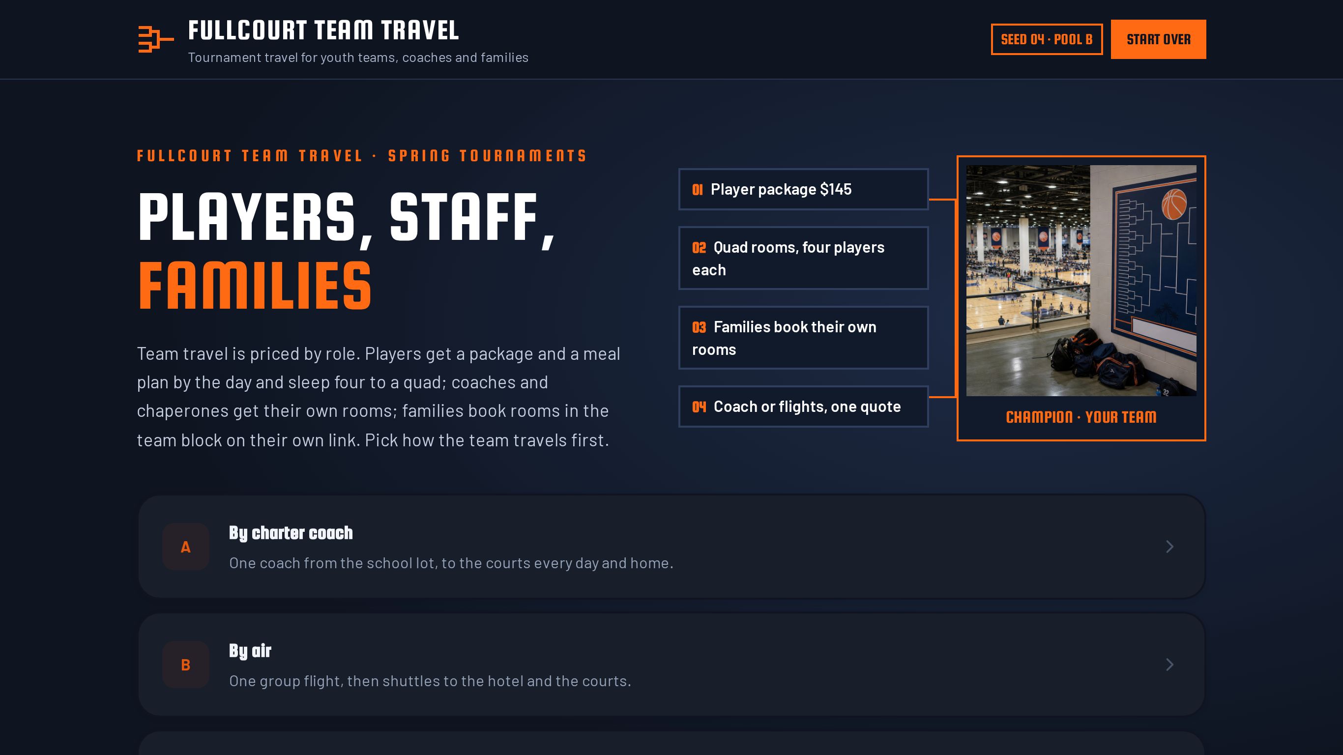 Sports team travel booking form template preview
