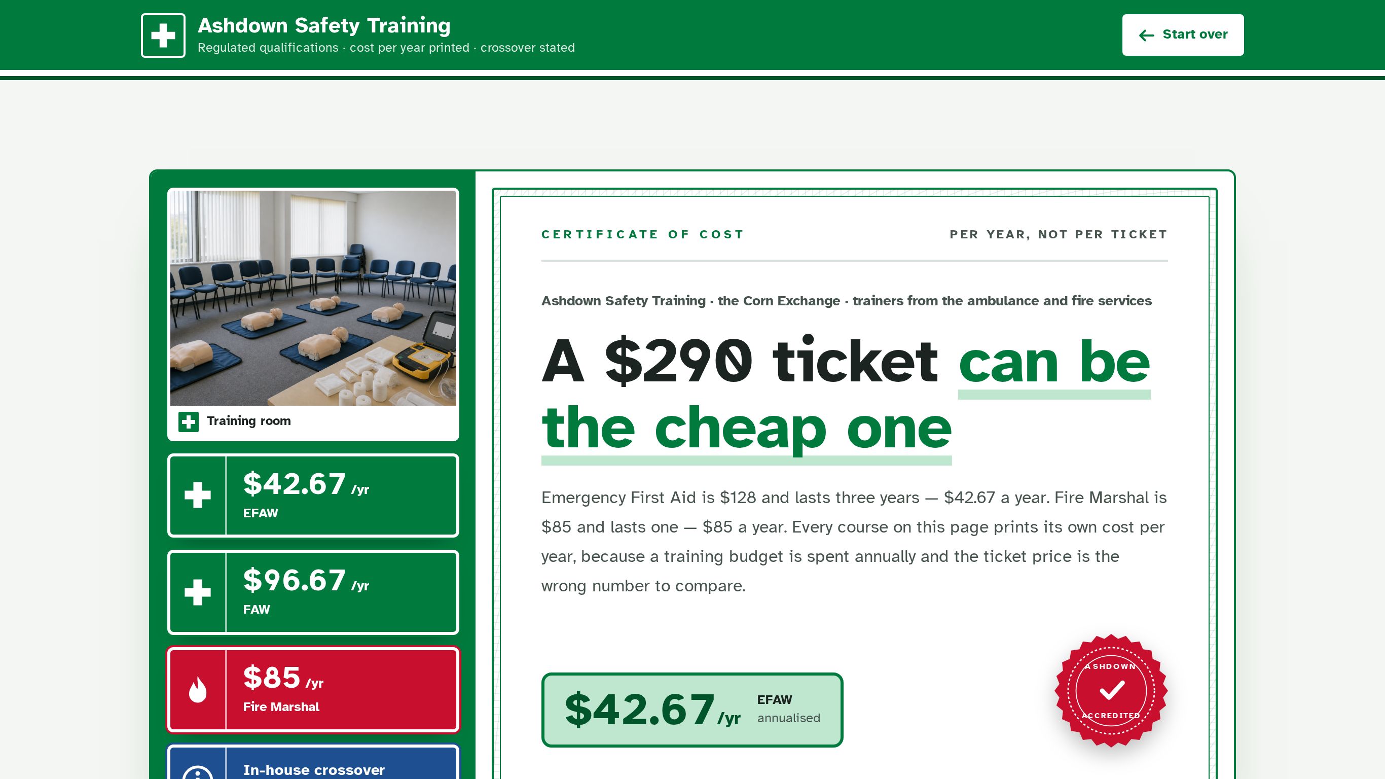 Safety training course booking form template preview