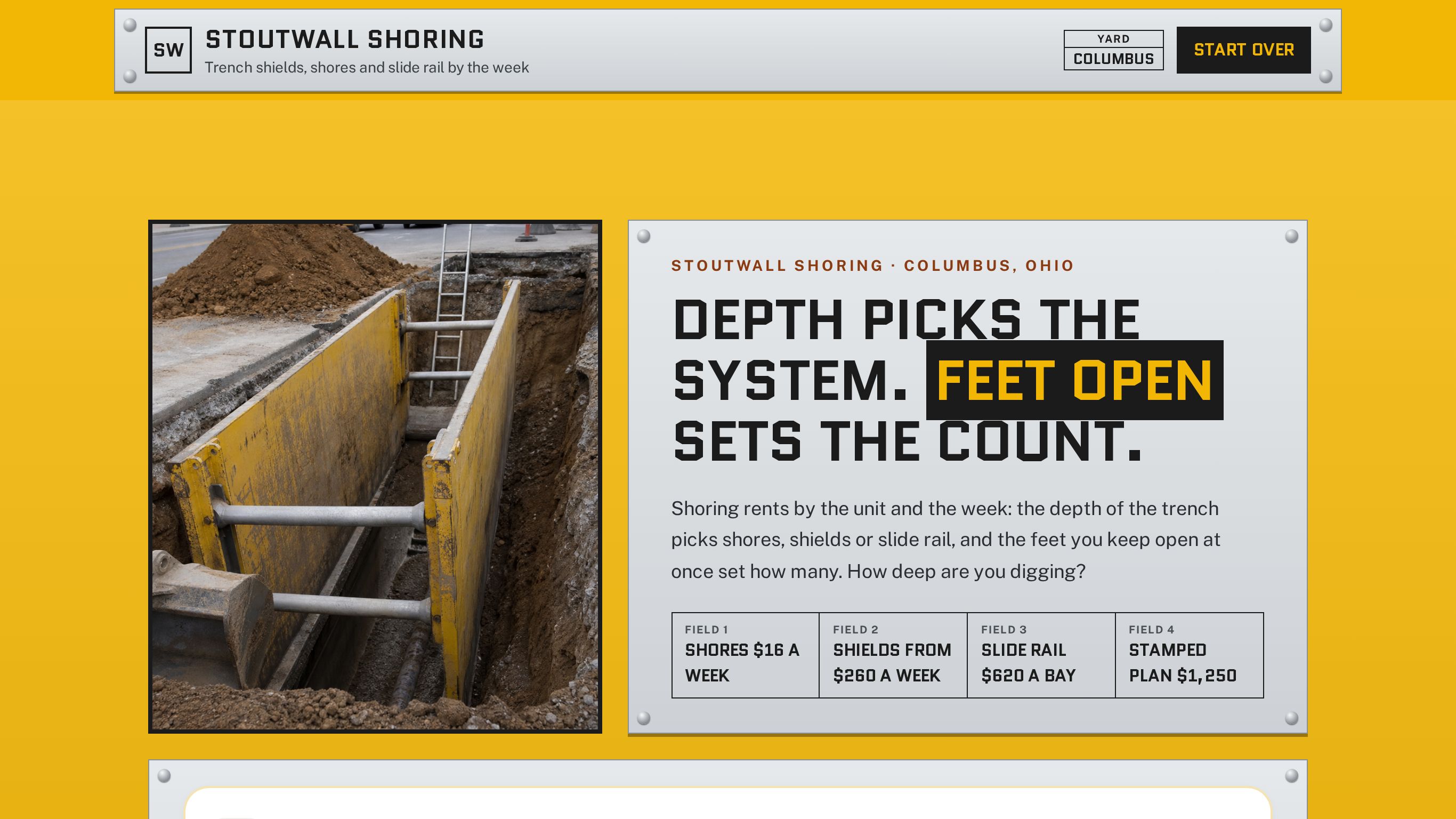 Trench shoring rental quote template preview