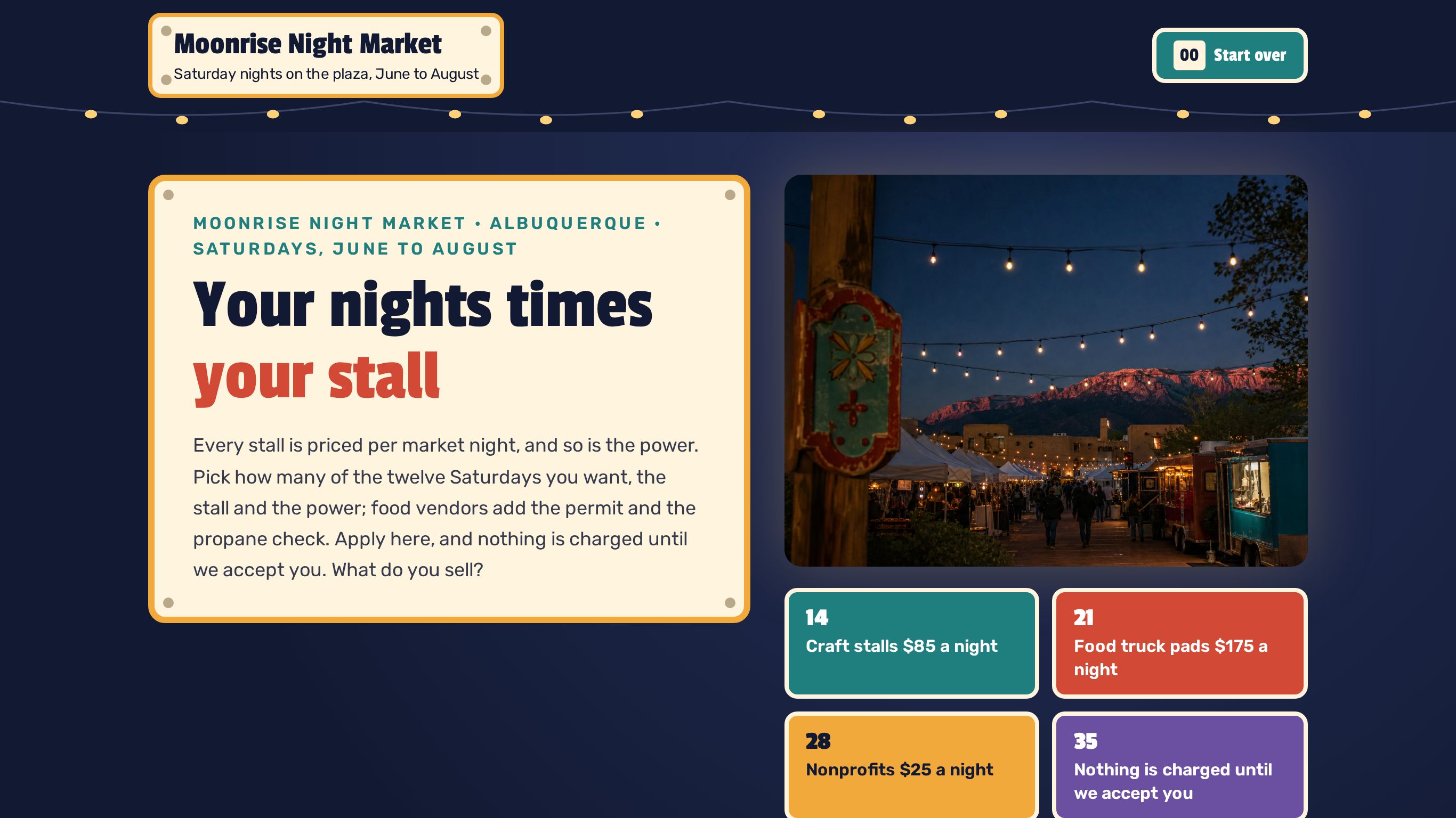 Vendor application form template for markets preview