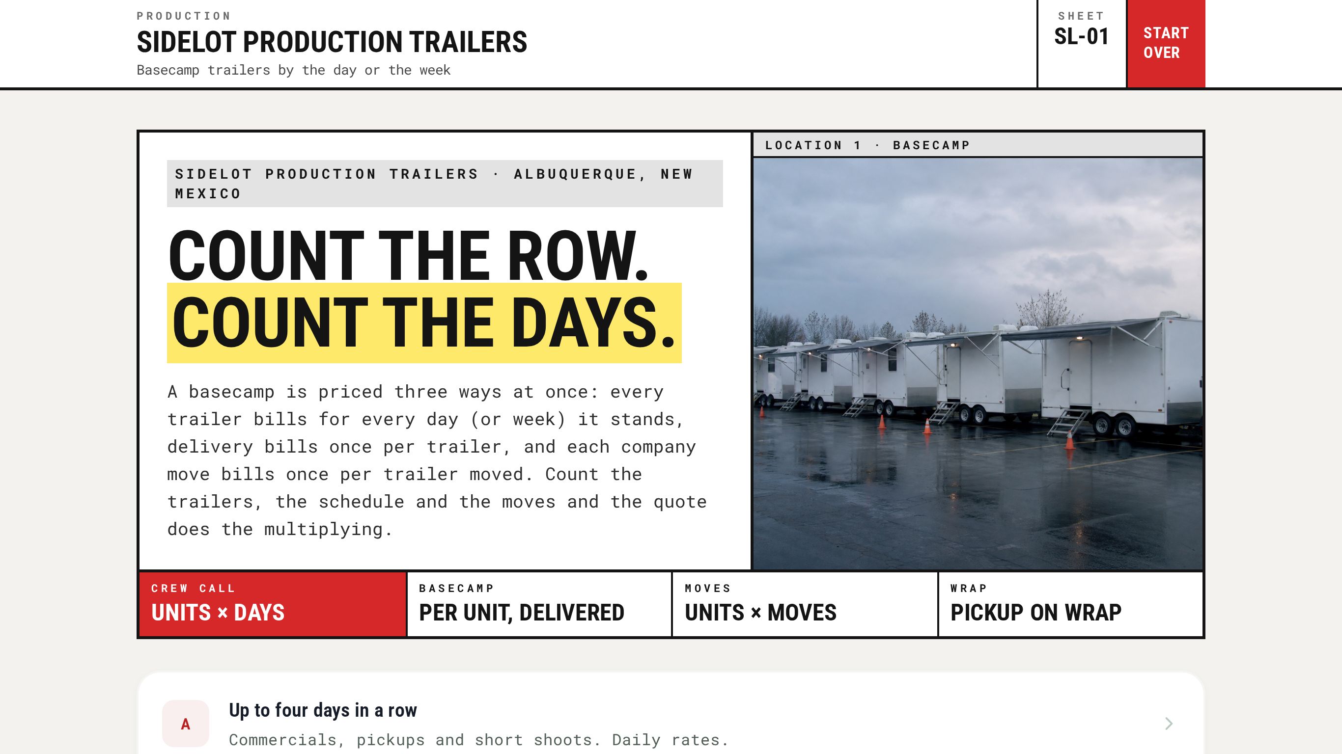 Production trailer rental quote template preview