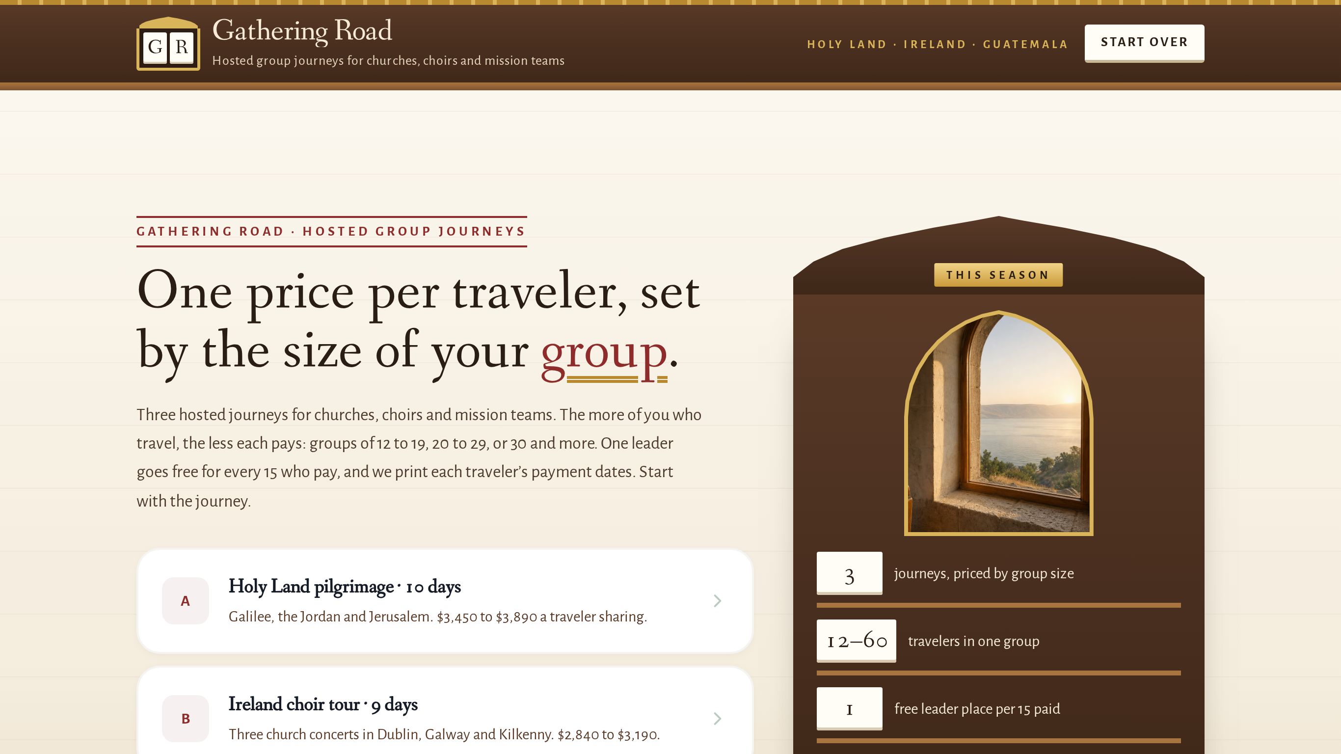 Group and church trip registration template preview