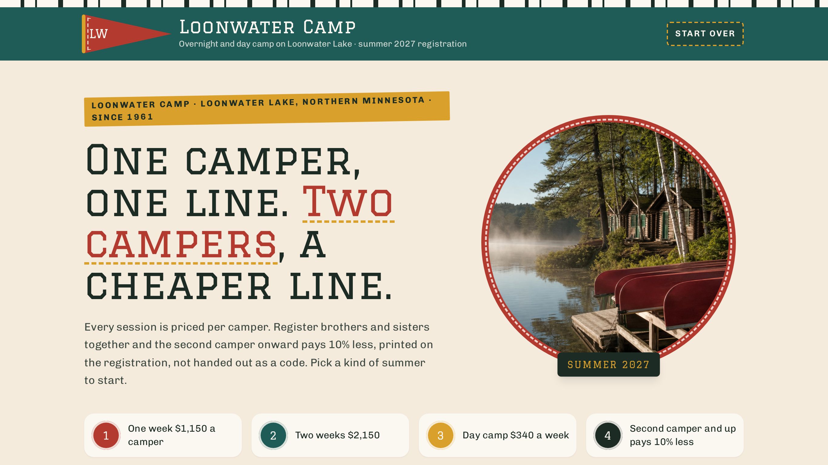 Summer camp registration form template preview