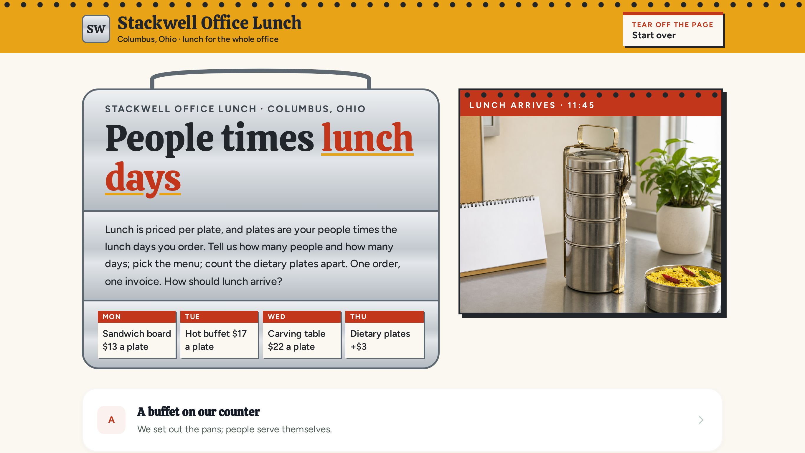 Catering order form template for offices preview