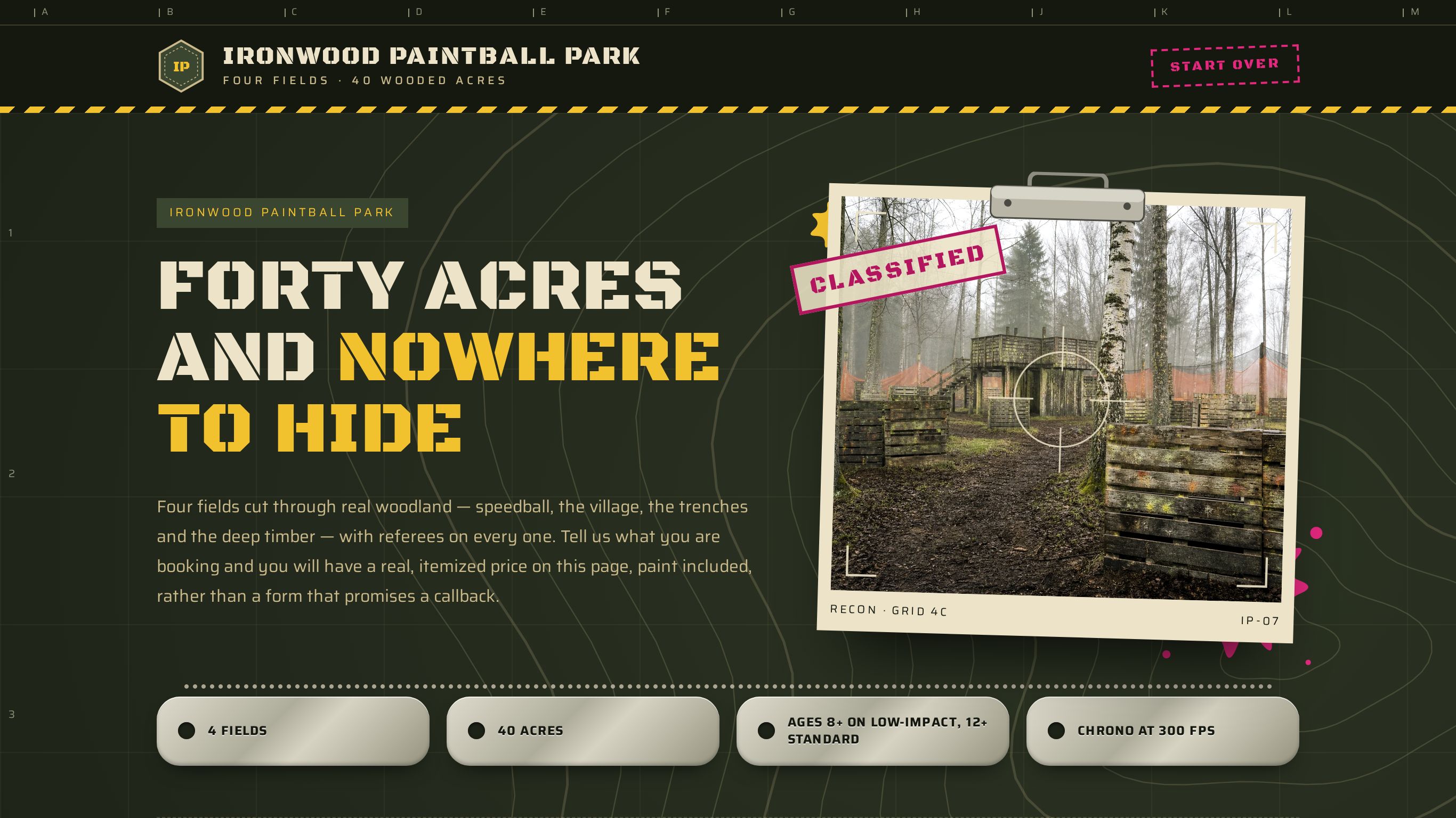Paintball group booking form template preview