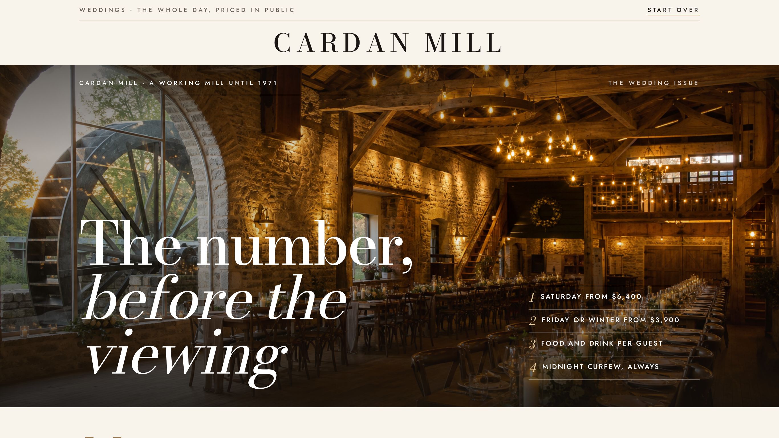 Wedding venue seasonal rate quote template preview
