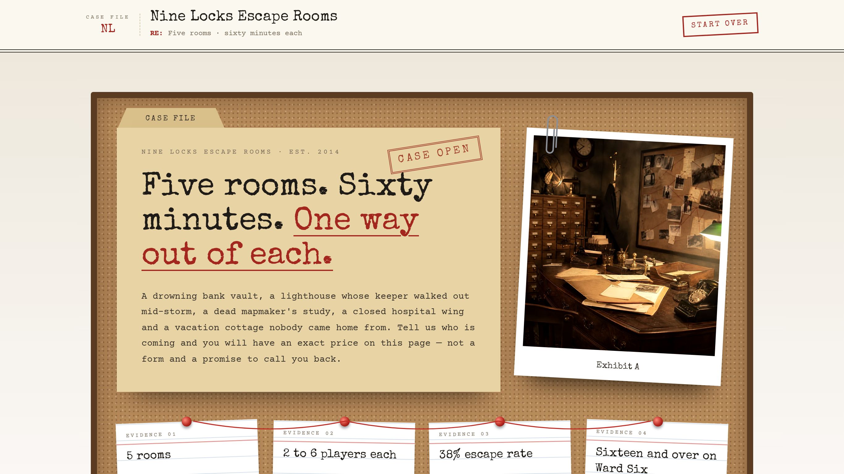 Escape room group booking form template preview