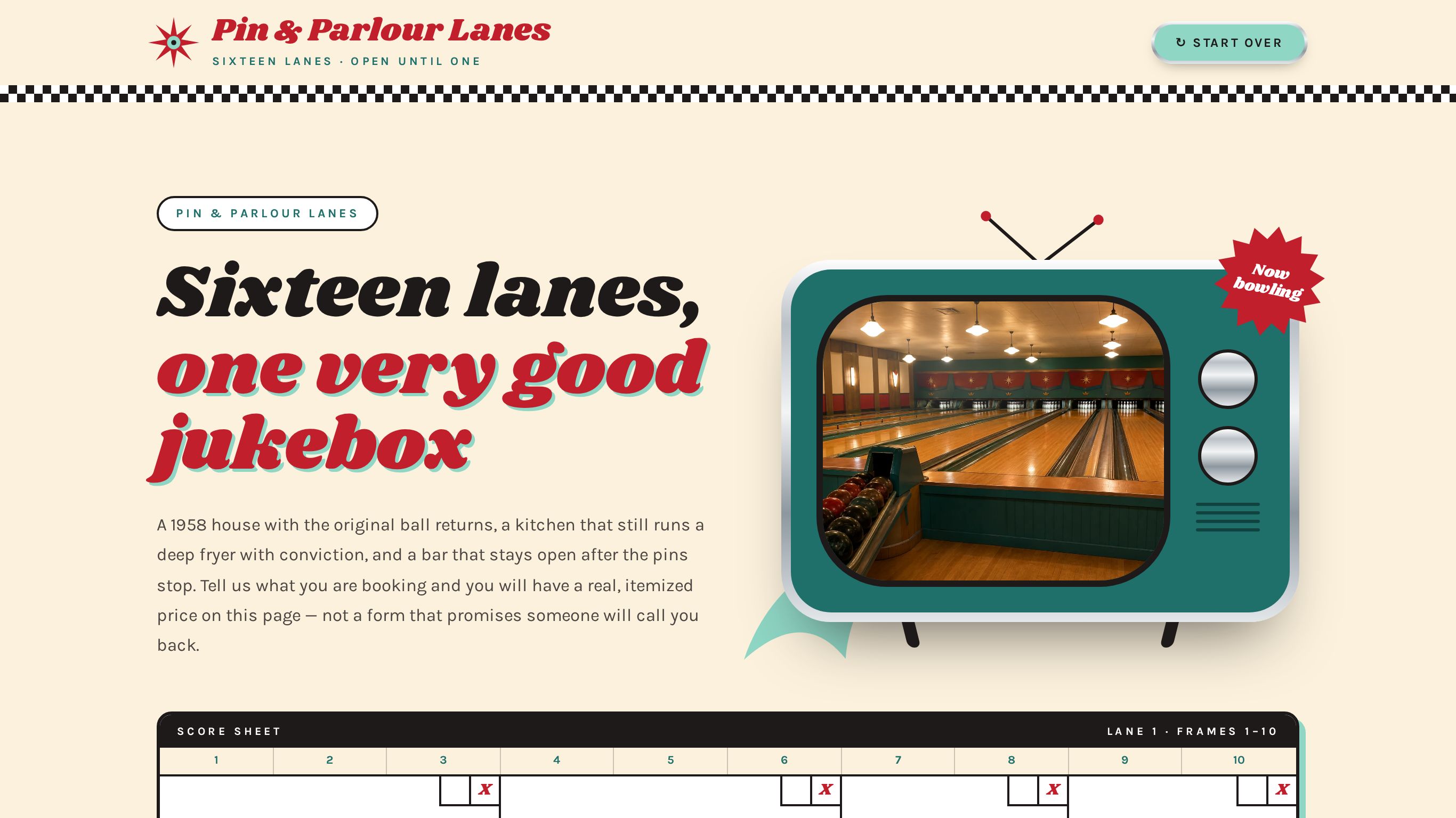 Bowling alley party booking form template preview