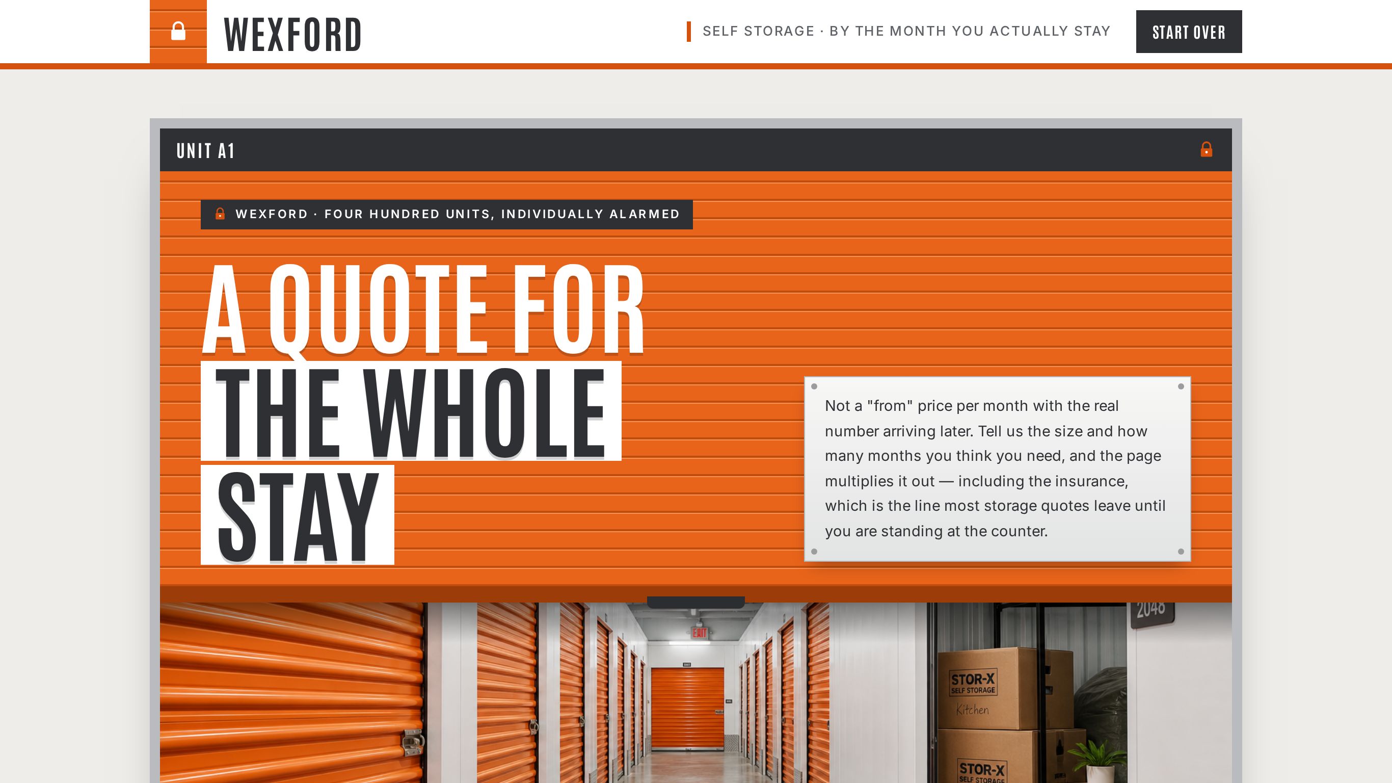 Business storage unit booking form template preview