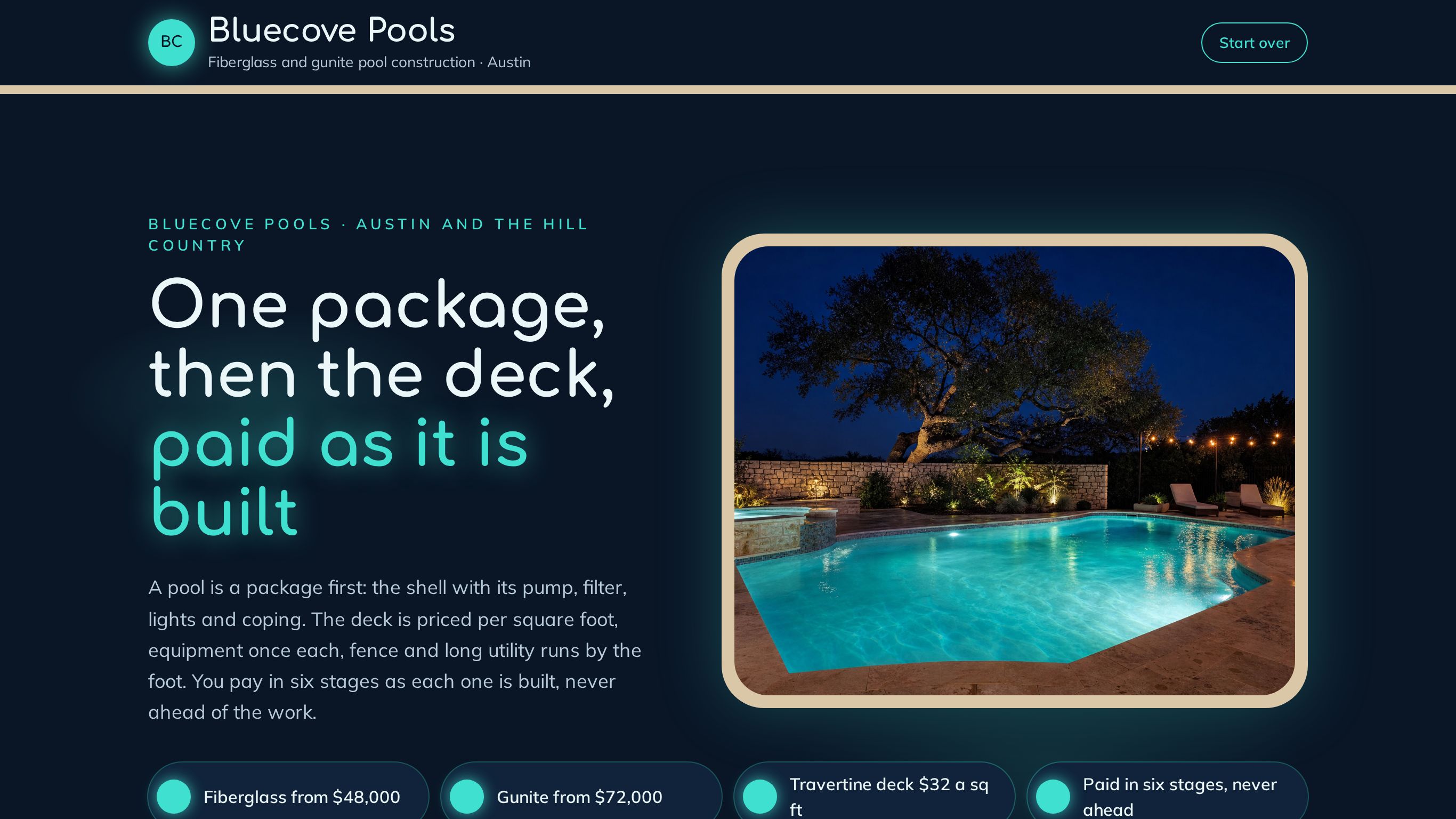 Pool estimate template for pool builders preview