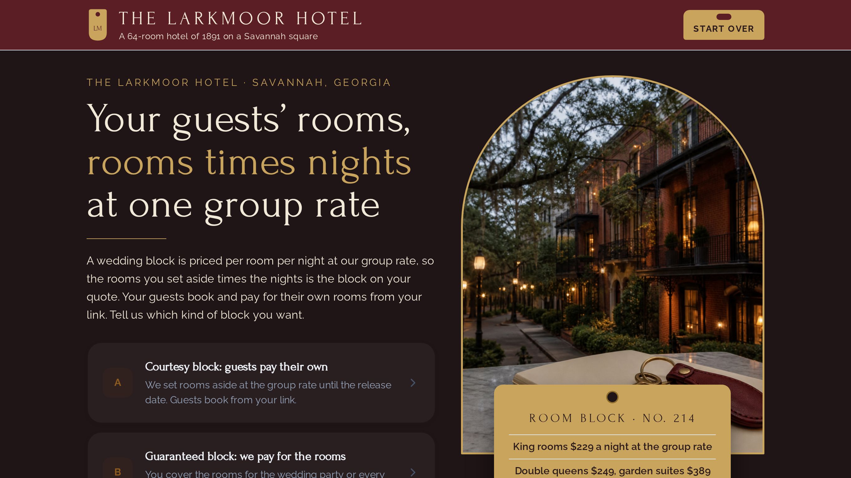 Wedding hotel group booking form template preview