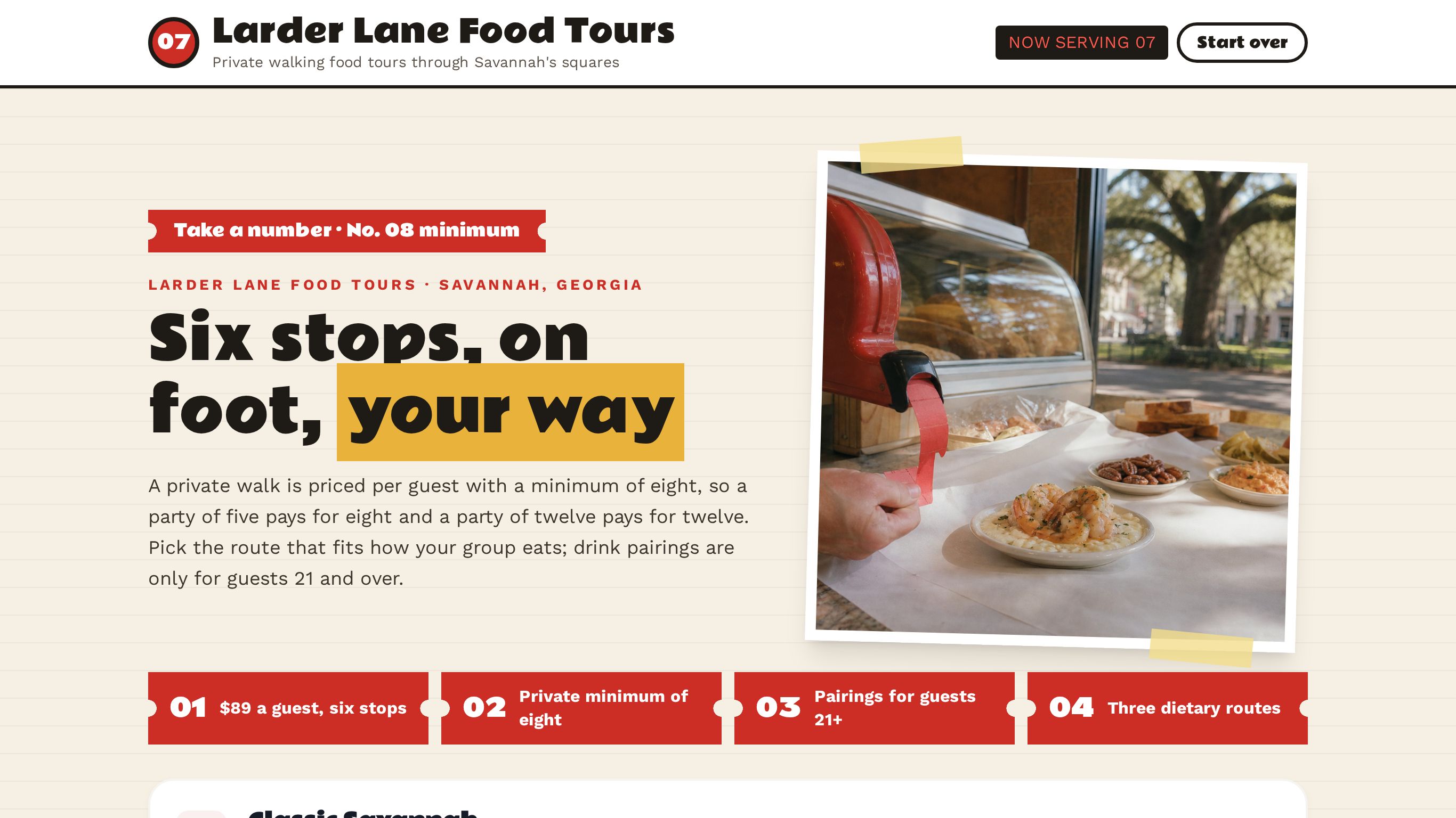 Private food tour booking form template preview