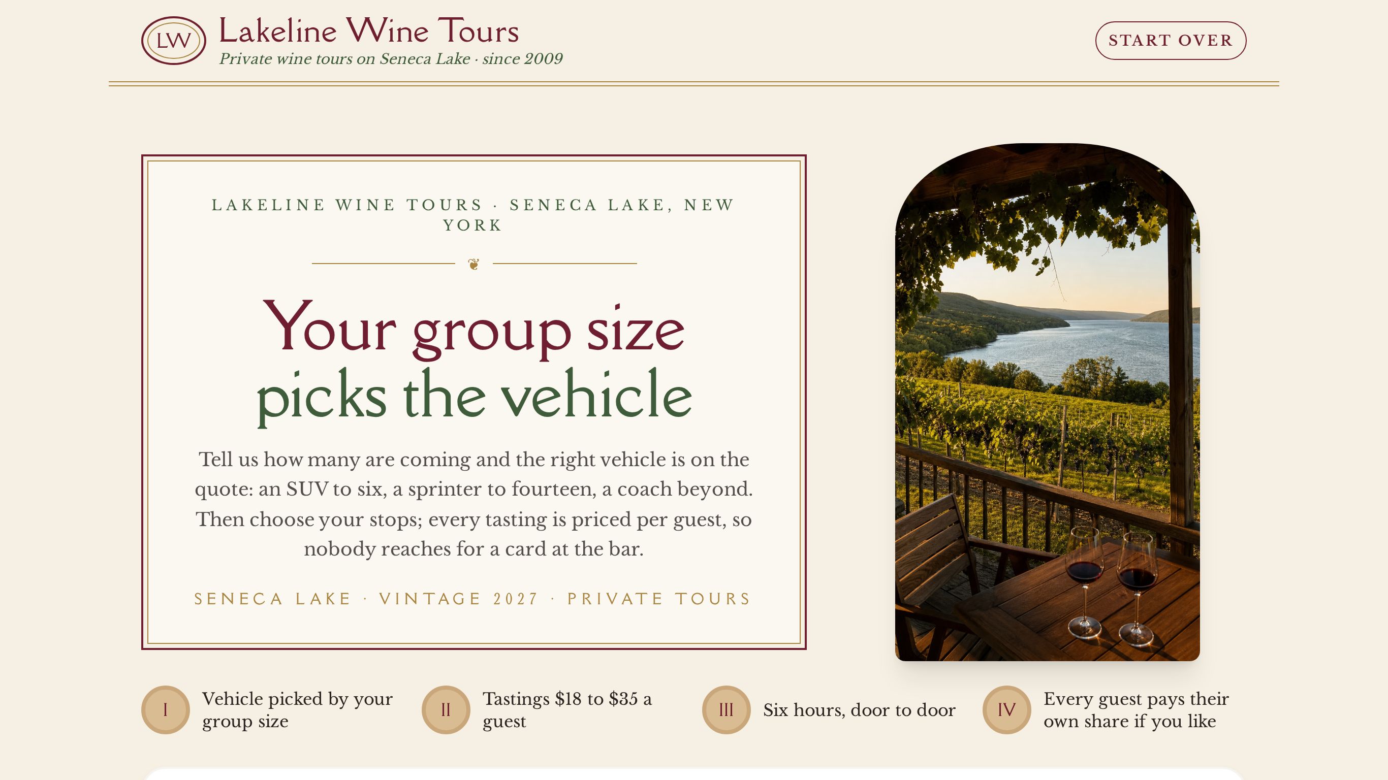 Private wine tour booking form template preview