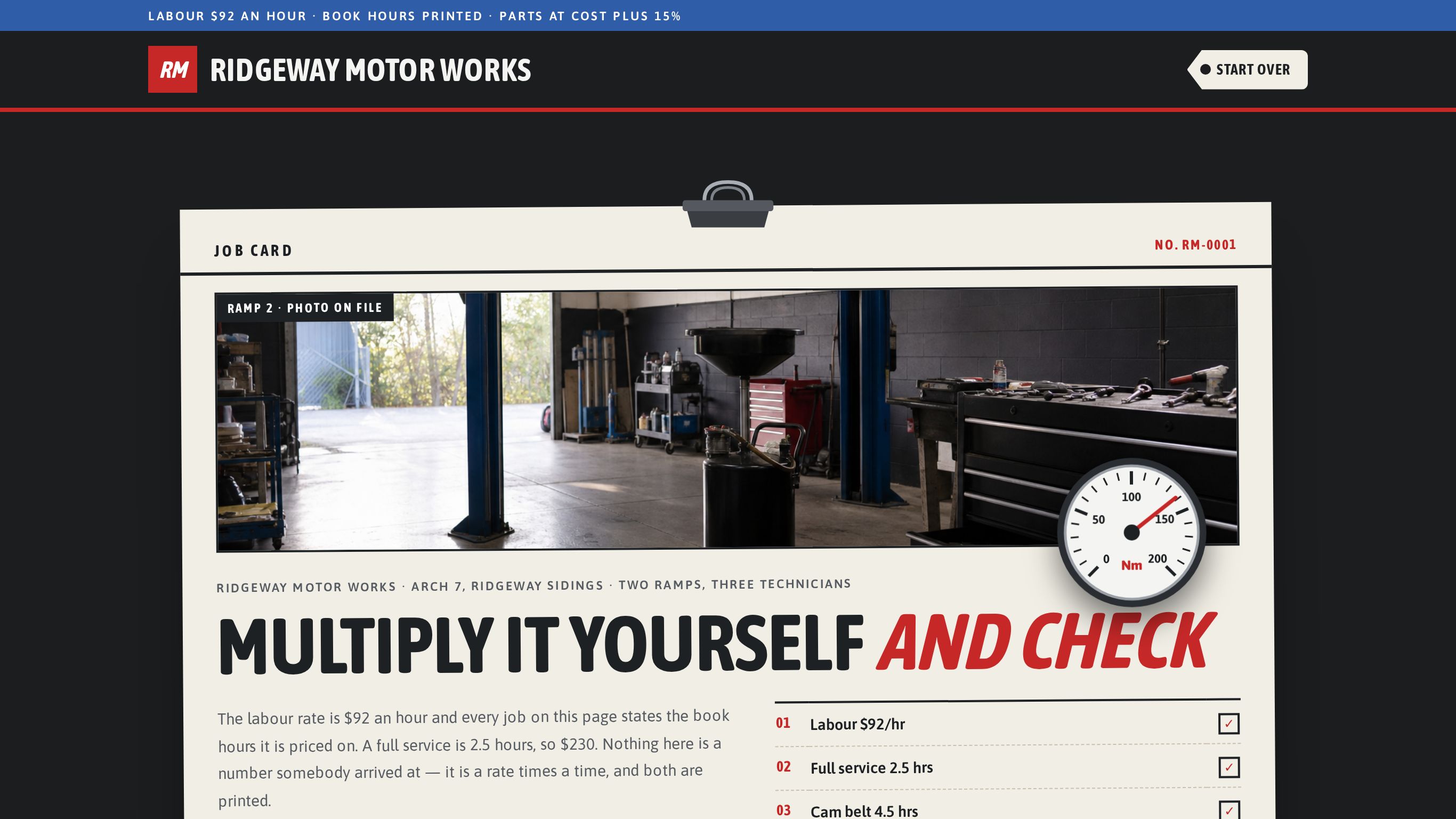 Auto repair shop booking & estimate template preview