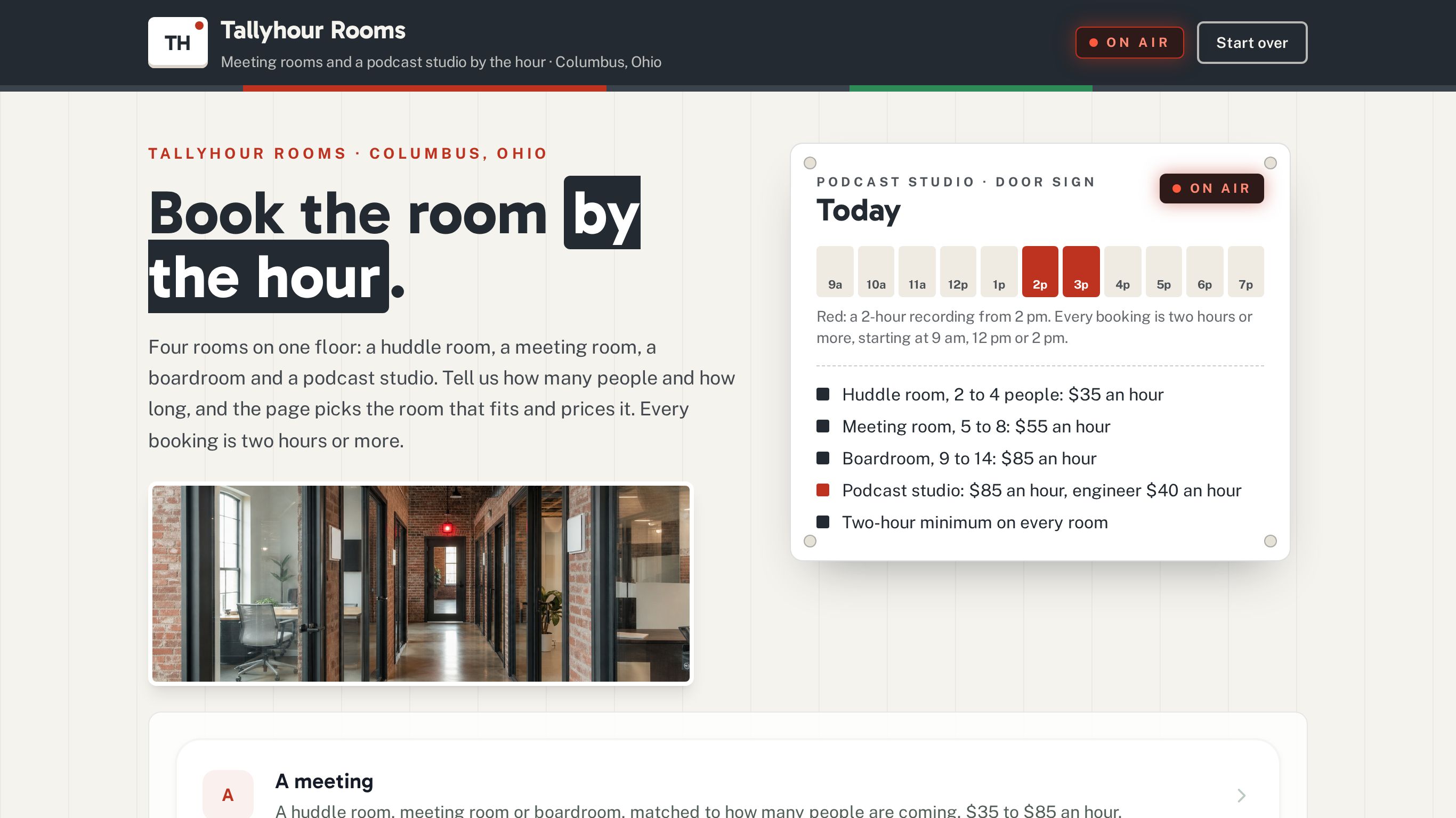 Tallyhour Rooms — Meeting Rooms And A Podcast Studio By The Hour preview