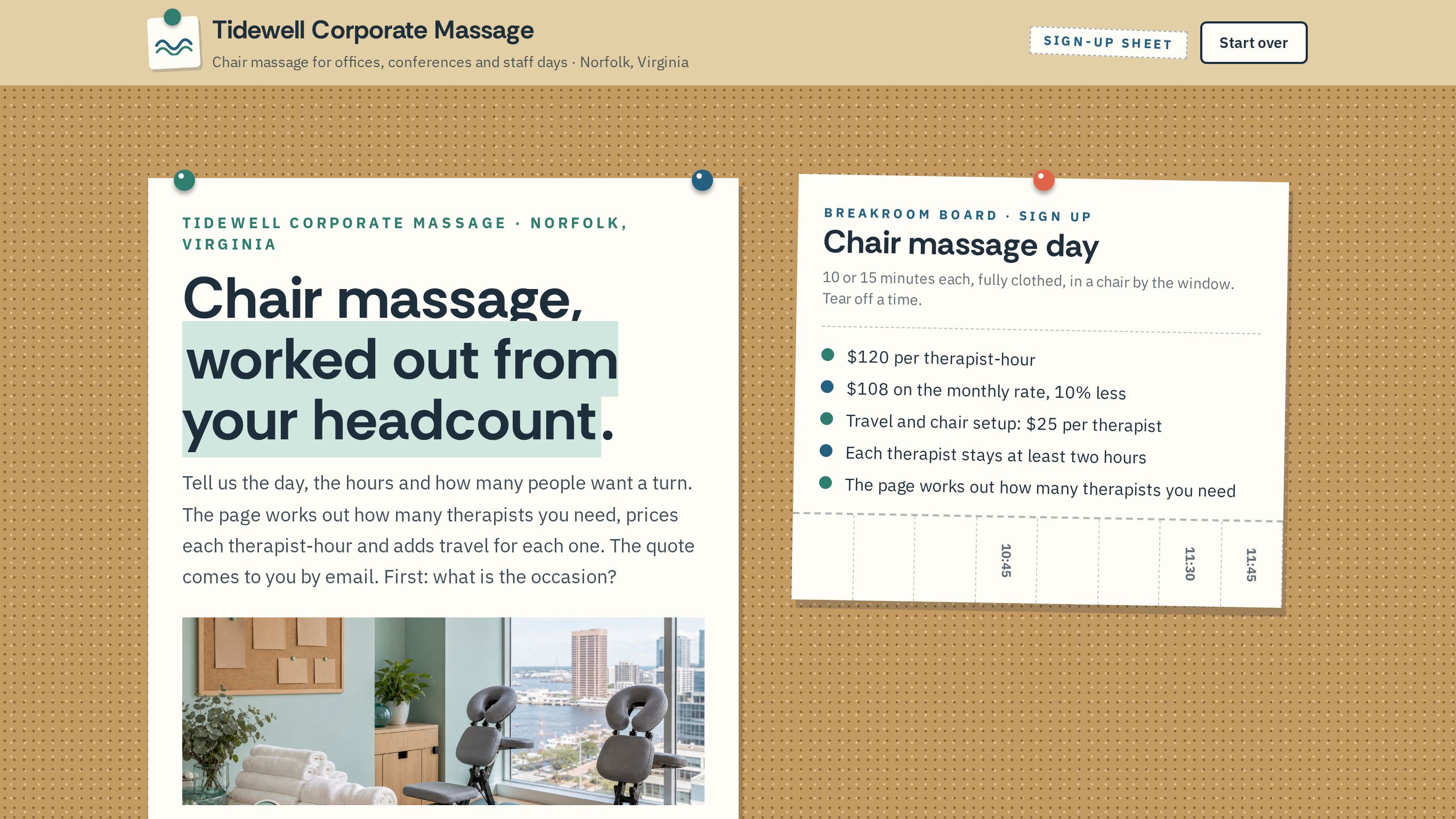 Corporate chair massage quote template preview